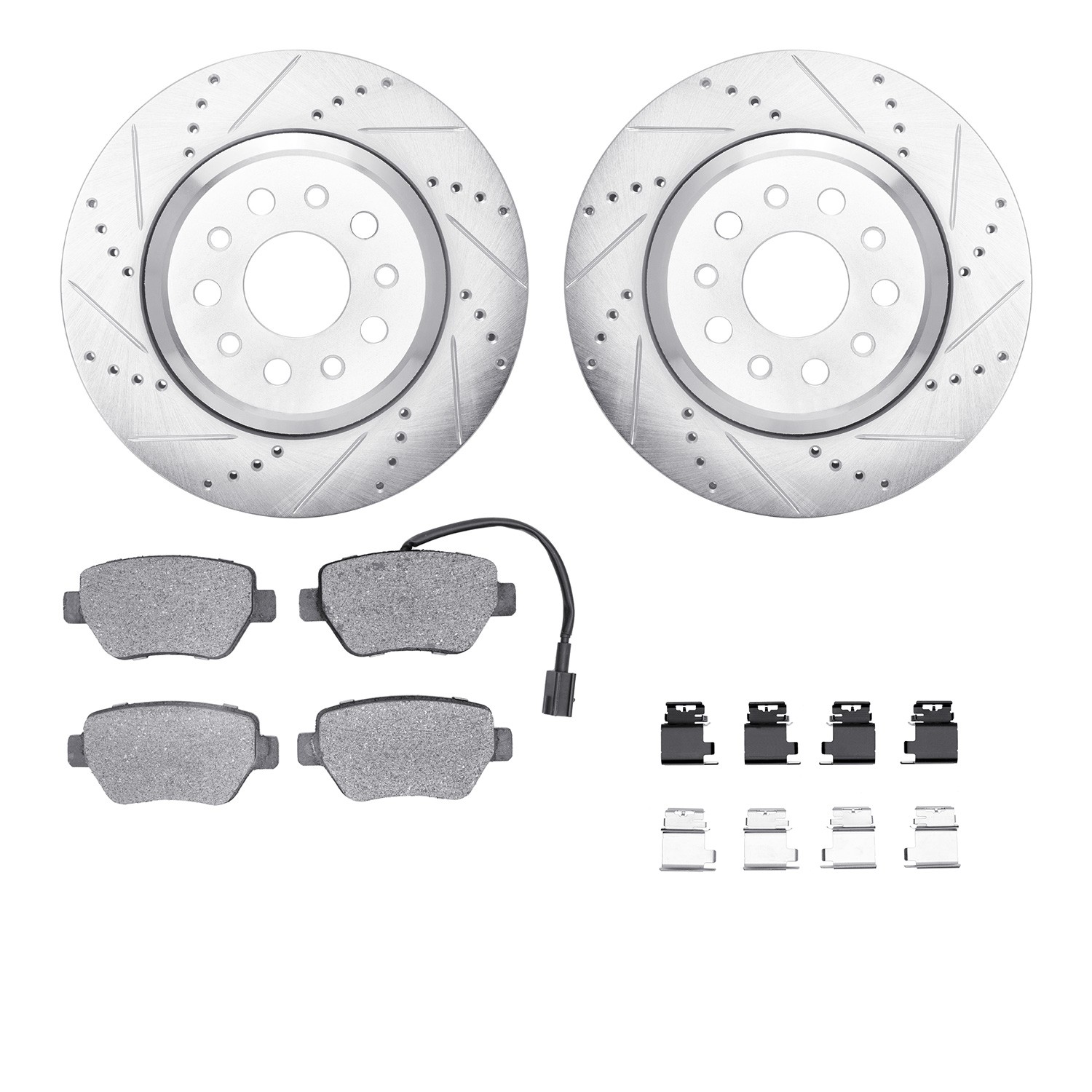 DYN 7512-79000 DFC Rotors-Drilled & Slotted-Silver w/ 5000 Advanced Brake Pads Incl Hdw