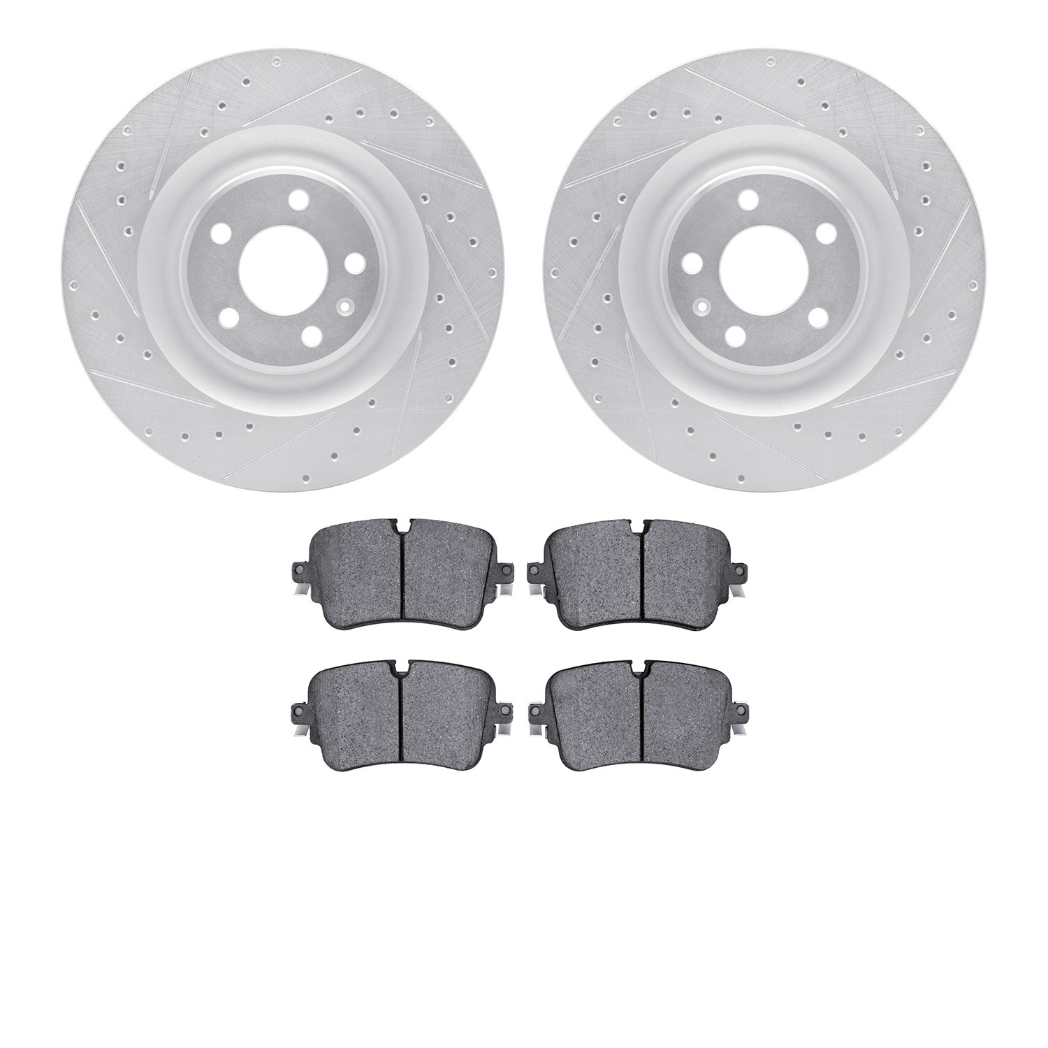 DYN 7602-73060 DFC Rotors-Drilled and Slotted-Silver with EURO 5000 Ceramic Brake Pads