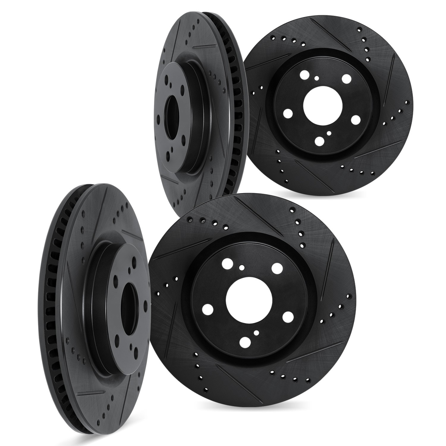 DYN 8004-31037 DFC Brake Rotors - Drilled & Slotted - Black