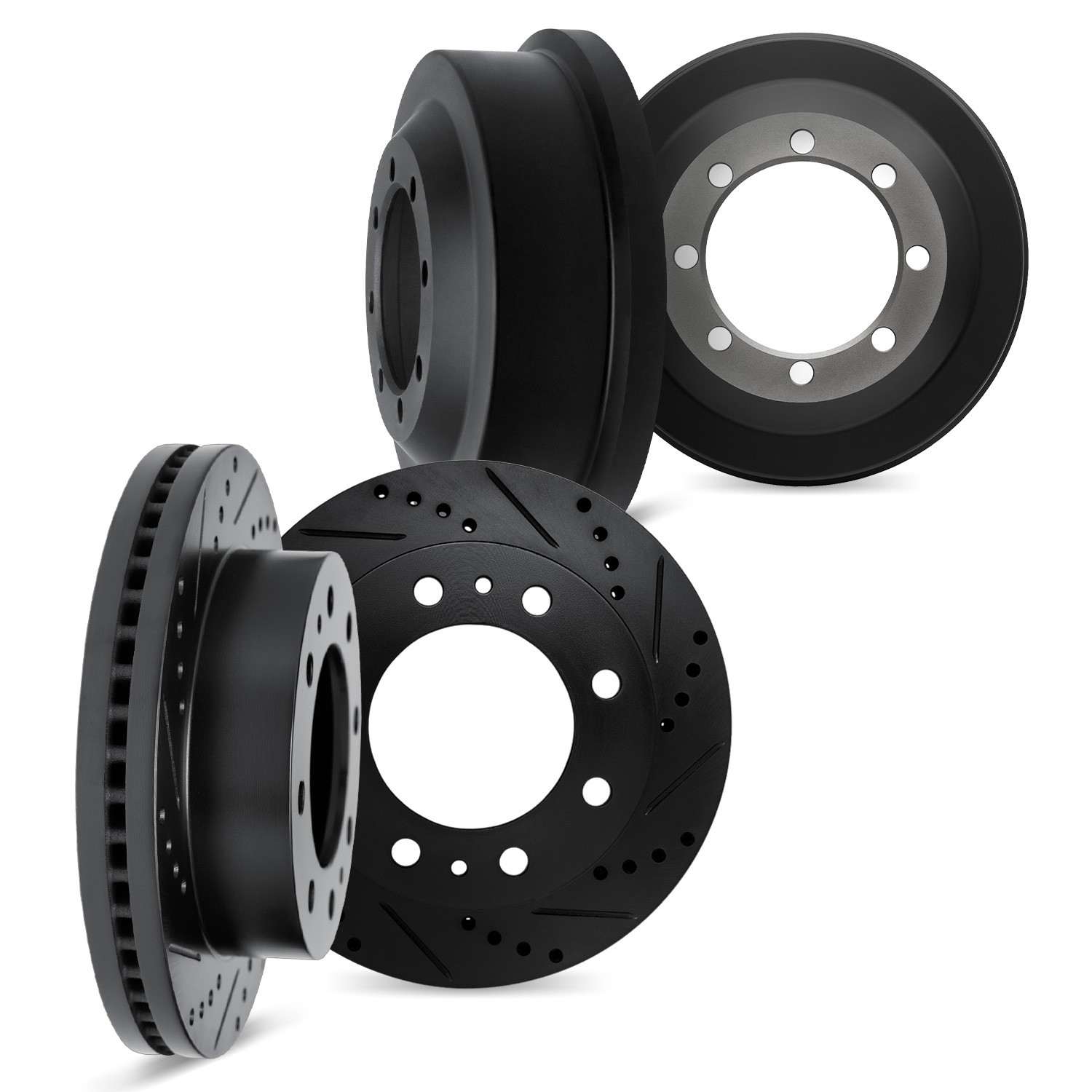 DYN 8004-40000 DFC Brake Rotors and Drums - Drilled & Slotted - Black