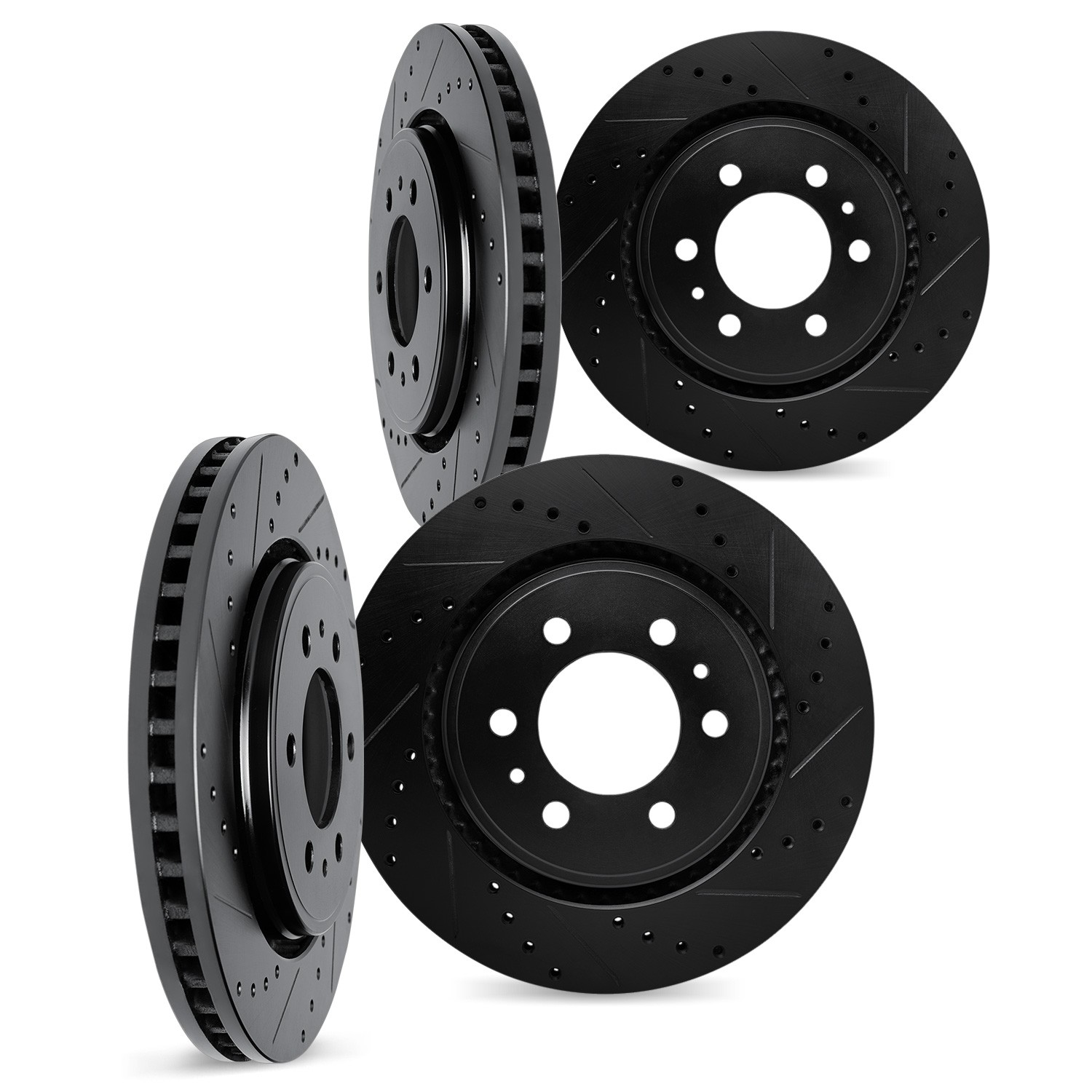 DYN 8004-40155 DFC Brake Rotors - Drilled & Slotted - Black