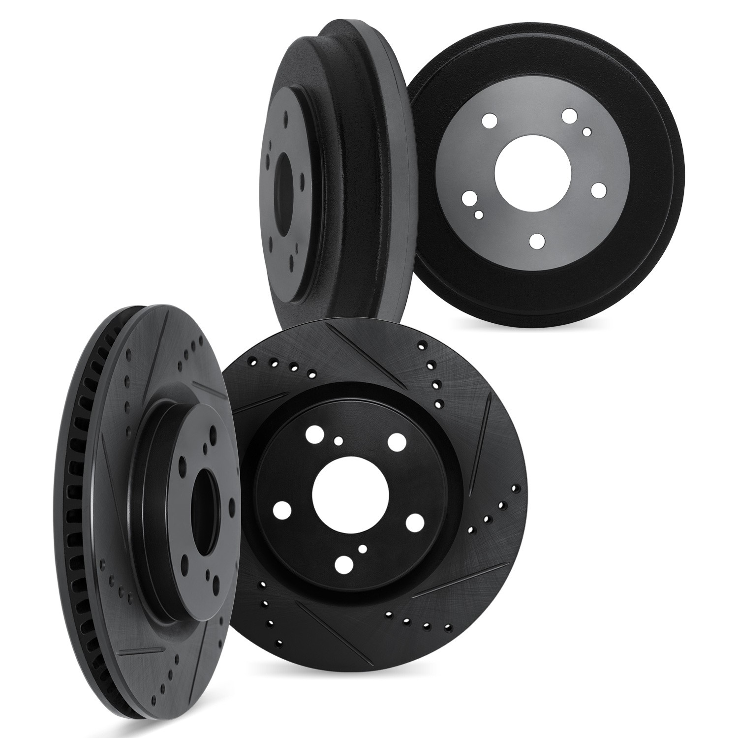 DYN 8004-47014 DFC Brake Rotors and Drums - Drilled & Slotted - Black