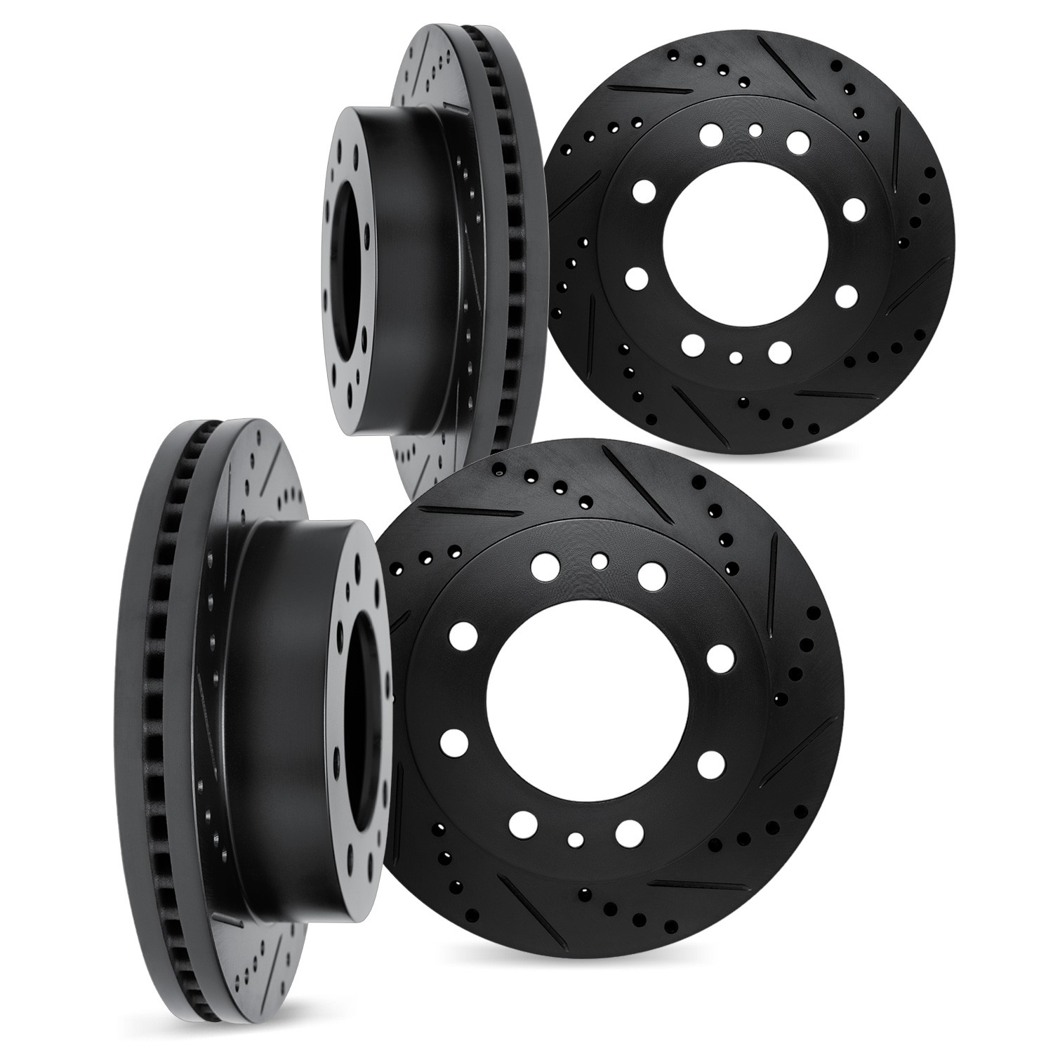 DYN 8004-48014 DFC Brake Rotors - Drilled & Slotted - Black