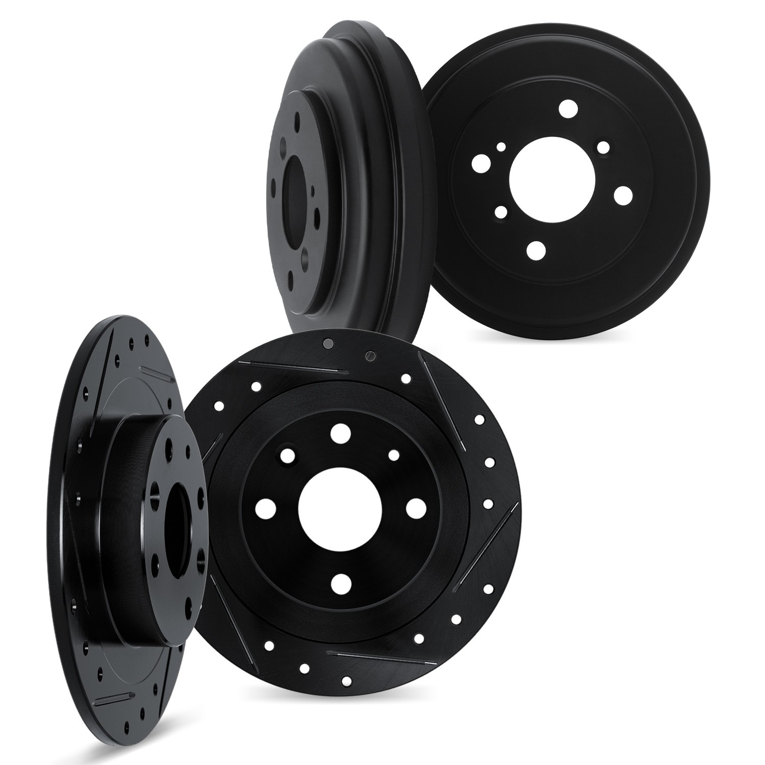 DYN 8004-76053 DFC Brake Rotors and Drums - Drilled & Slotted - Black
