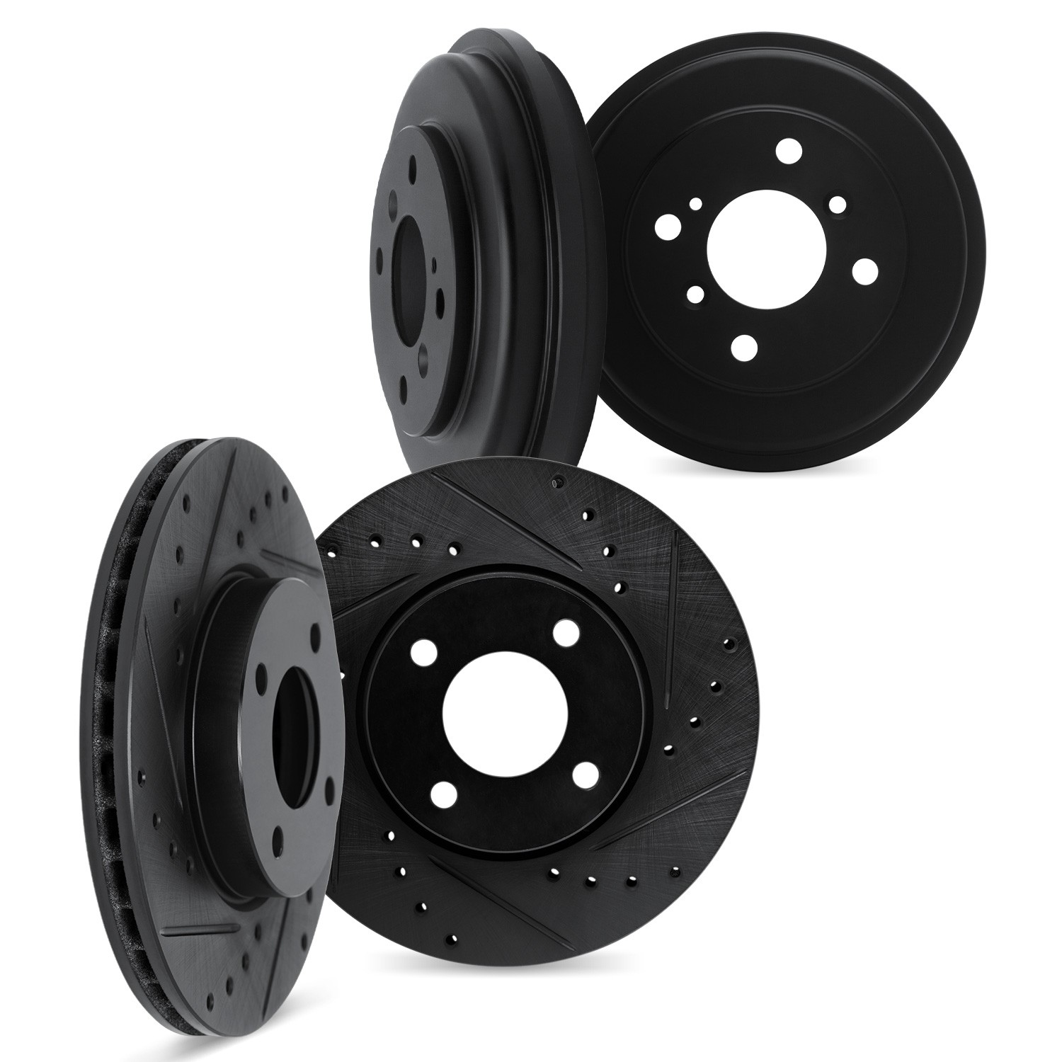 DYN 8004-91003 DFC Brake Rotors and Drums - Drilled & Slotted - Black