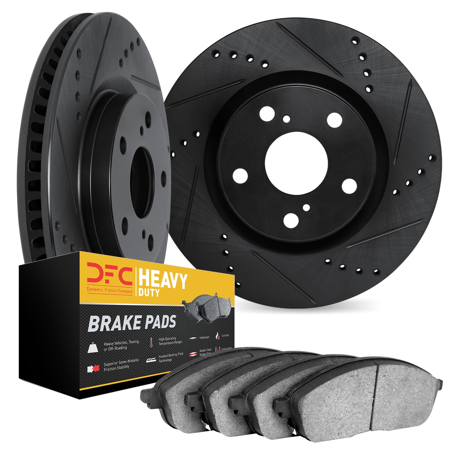 DYN 8202-47035 DFC Brake Rotor - Drilled & Slotted - Black- HD Brake Pad