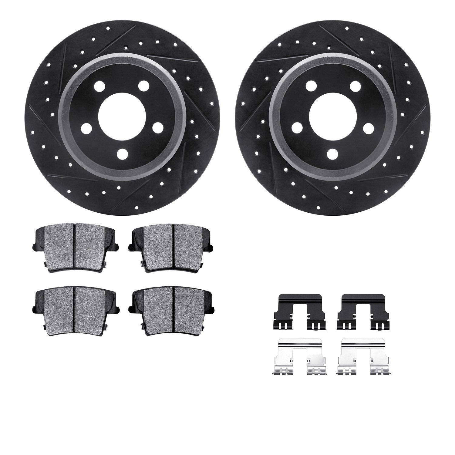 DYN 8212-39028 DFC Brake Rotor - Drilled & Slotted - Black- HD Brake Pad - Hardware