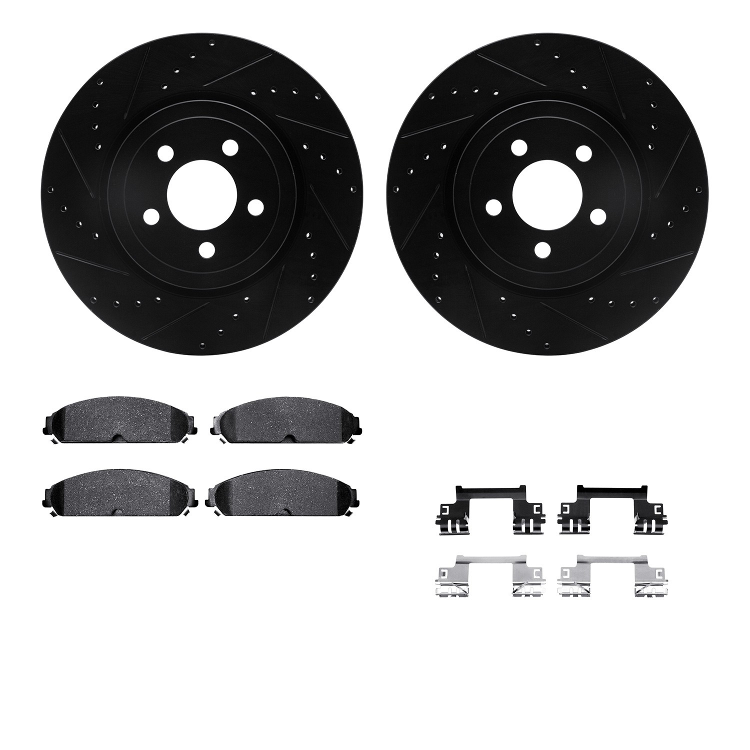 DYN 8212-39033 DFC Brake Rotor - Drilled & Slotted - Black- HD Brake Pad - Hardware