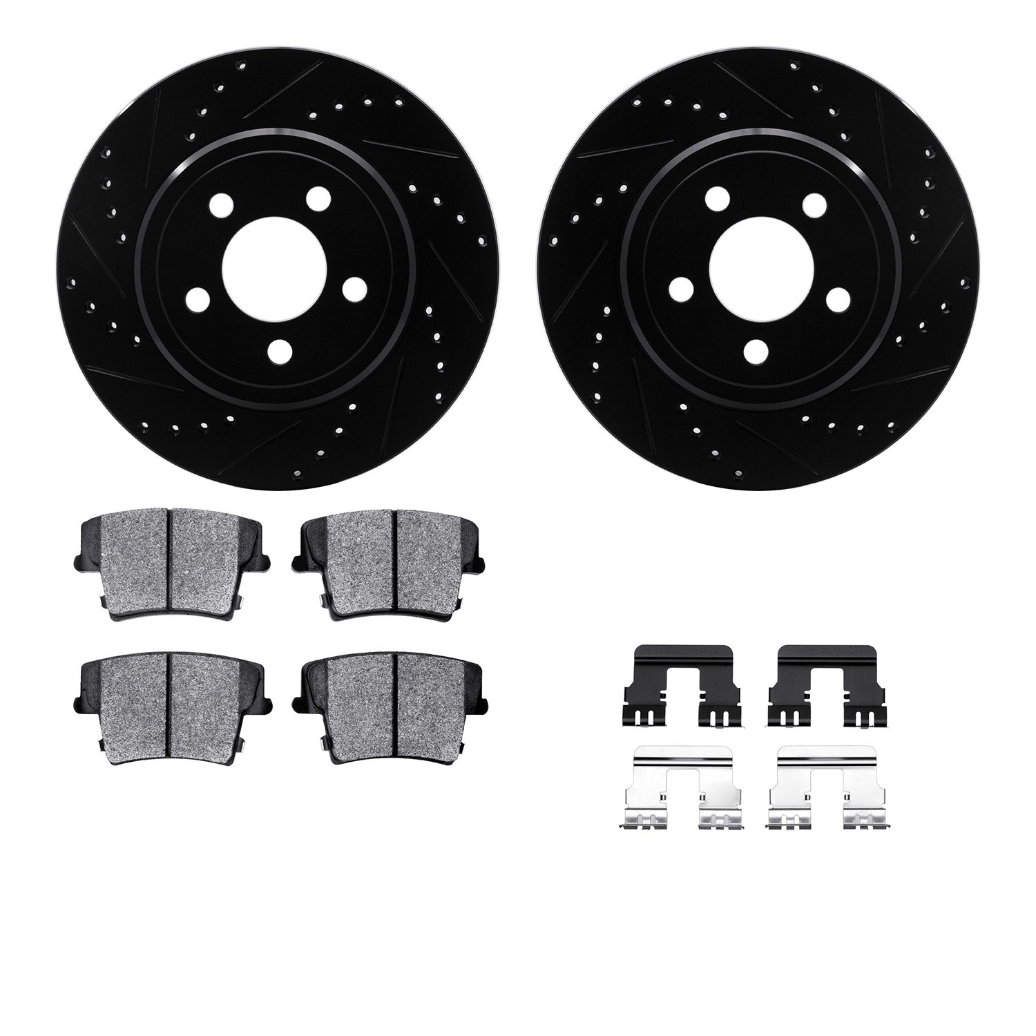 DYN 8212-39035 DFC Brake Rotor - Drilled & Slotted - Black- HD Brake Pad - Hardware