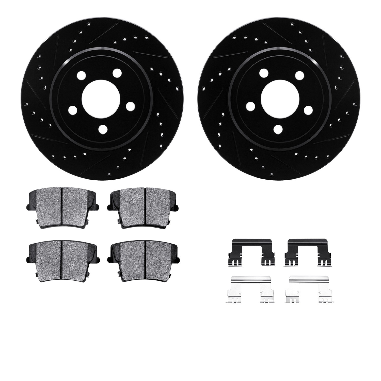DYN 8212-39037 DFC Brake Rotor - Drilled & Slotted - Black- HD Brake Pad - Hardware