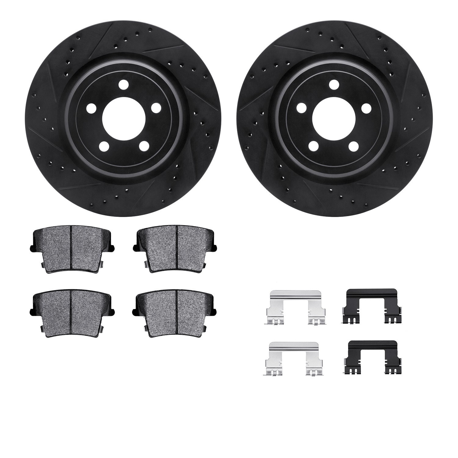 DYN 8212-39047 DFC Brake Rotor - Drilled & Slotted - Black- HD Brake Pad - Hardware