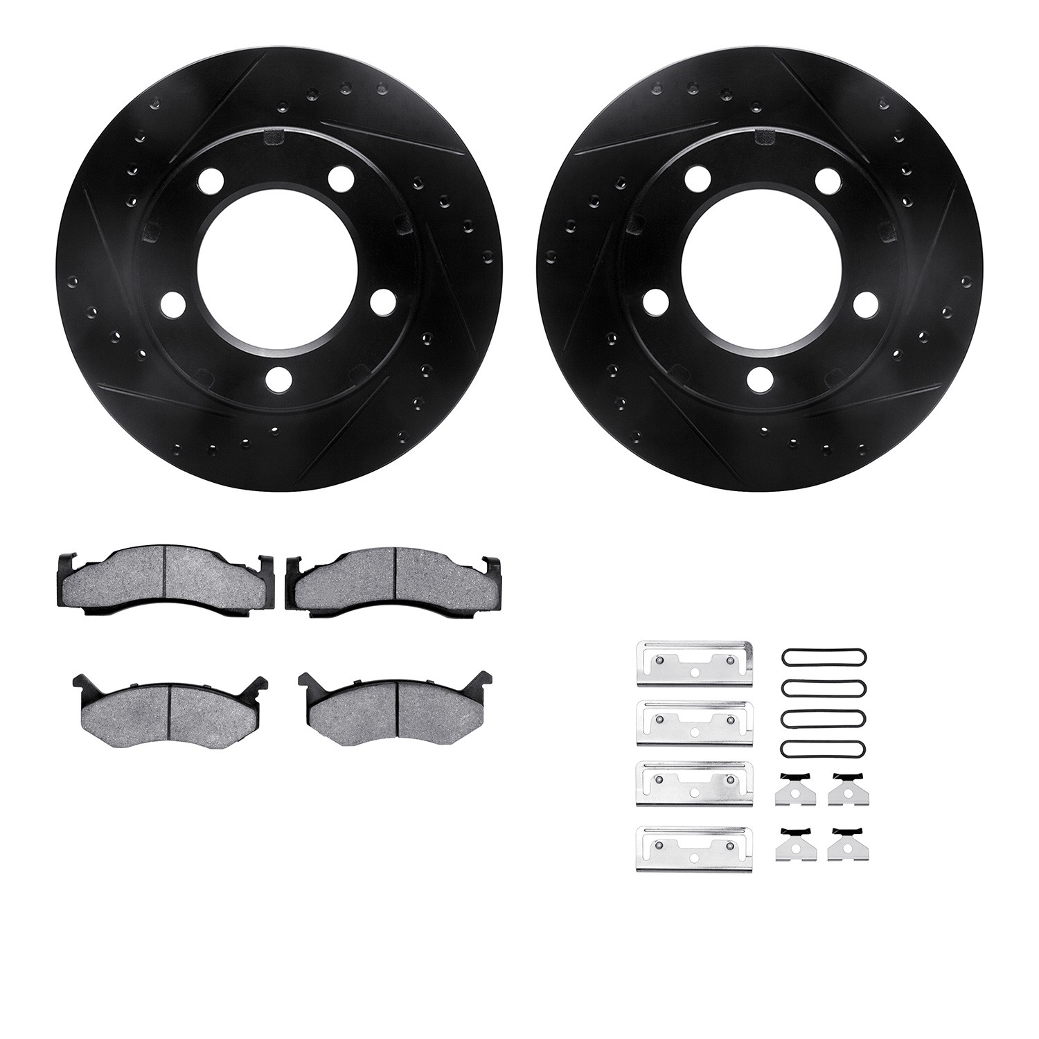DYN 8212-40121 DFC Brake Rotor - Drilled & Slotted - Black- HD Brake Pad - Hardware