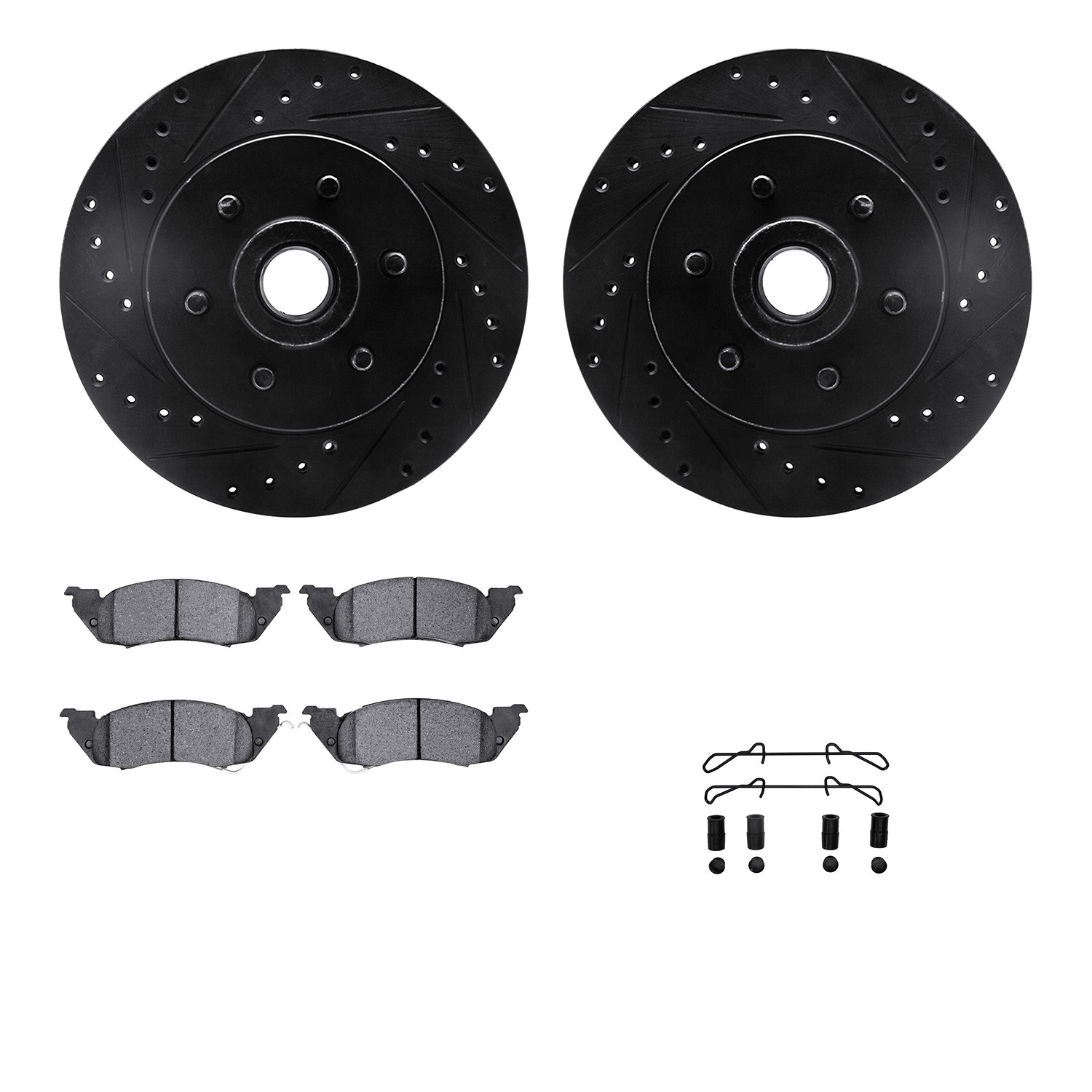 DYN 8212-40128 DFC Brake Rotor - Drilled & Slotted - Black- HD Brake Pad - Hardware