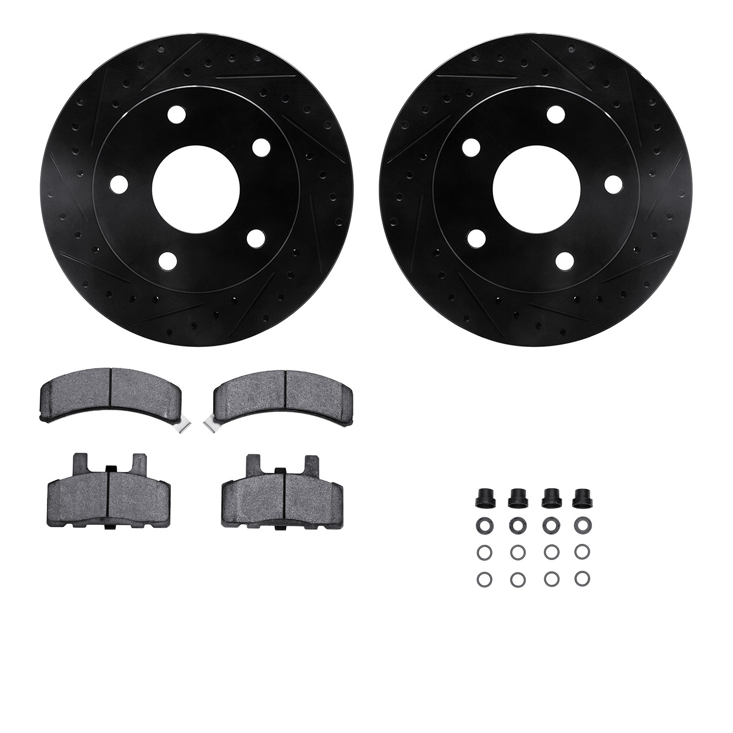 DYN 8212-40141 DFC Brake Rotor - Drilled & Slotted - Black- HD Brake Pad - Hardware