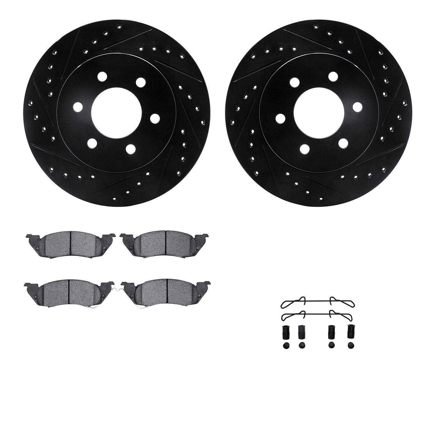 DYN 8212-40149 DFC Brake Rotor - Drilled & Slotted - Black- HD Brake Pad - Hardware