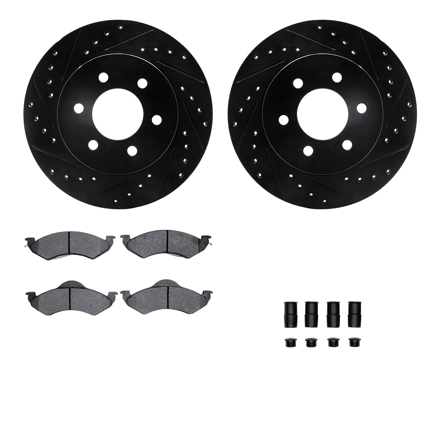 DYN 8212-40150 DFC Brake Rotor - Drilled & Slotted - Black- HD Brake Pad - Hardware