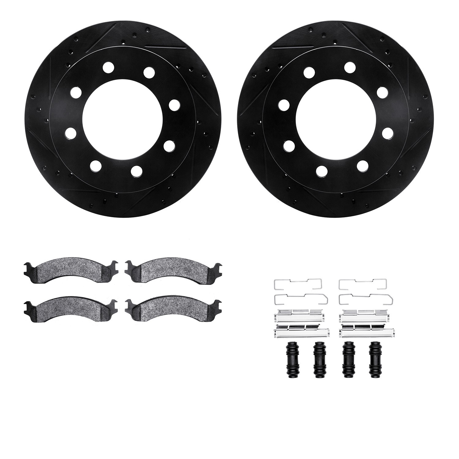 DYN 8212-40155 DFC Brake Rotor - Drilled & Slotted - Black- HD Brake Pad - Hardware
