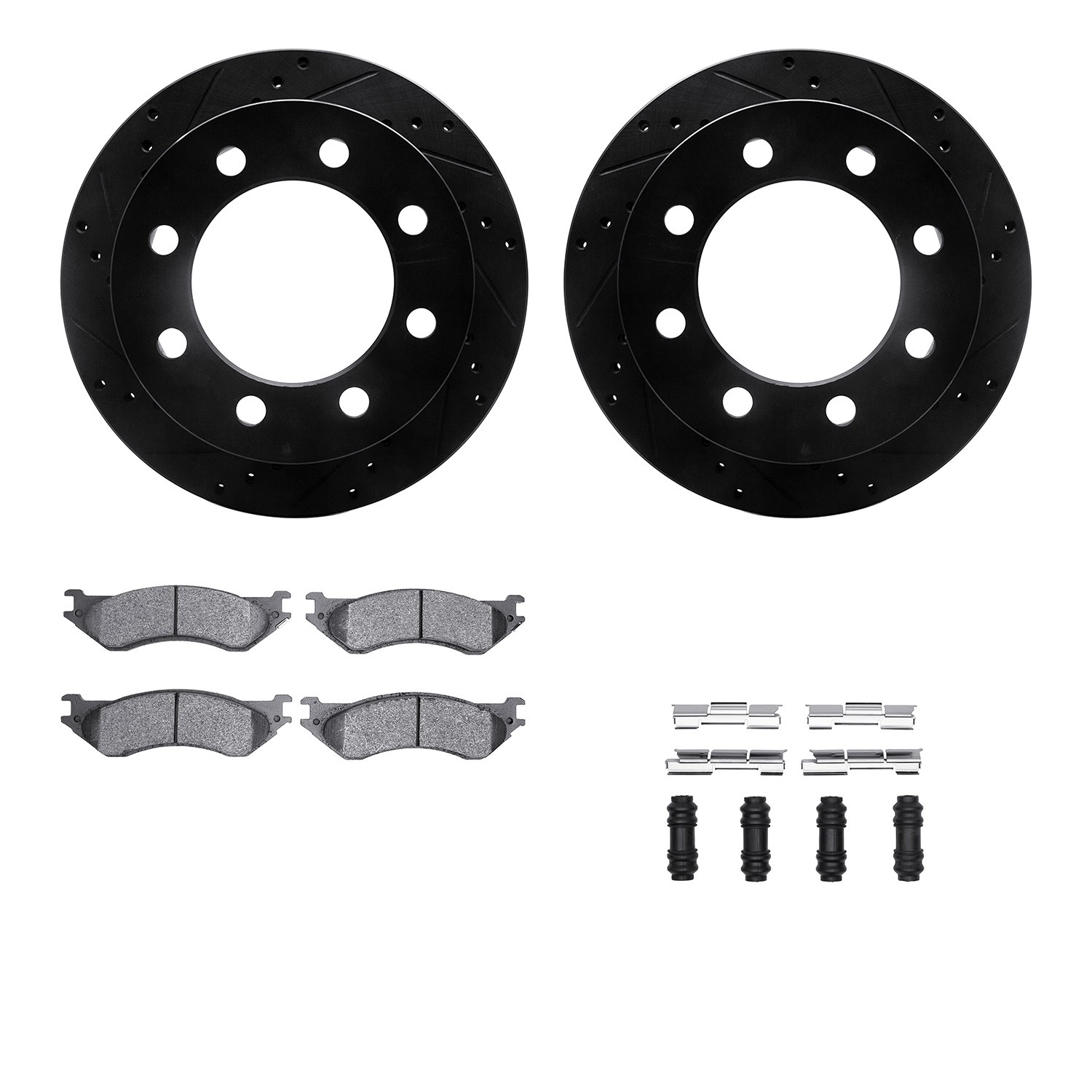 DYN 8212-40161 DFC Brake Rotor - Drilled & Slotted - Black- HD Brake Pad - Hardware