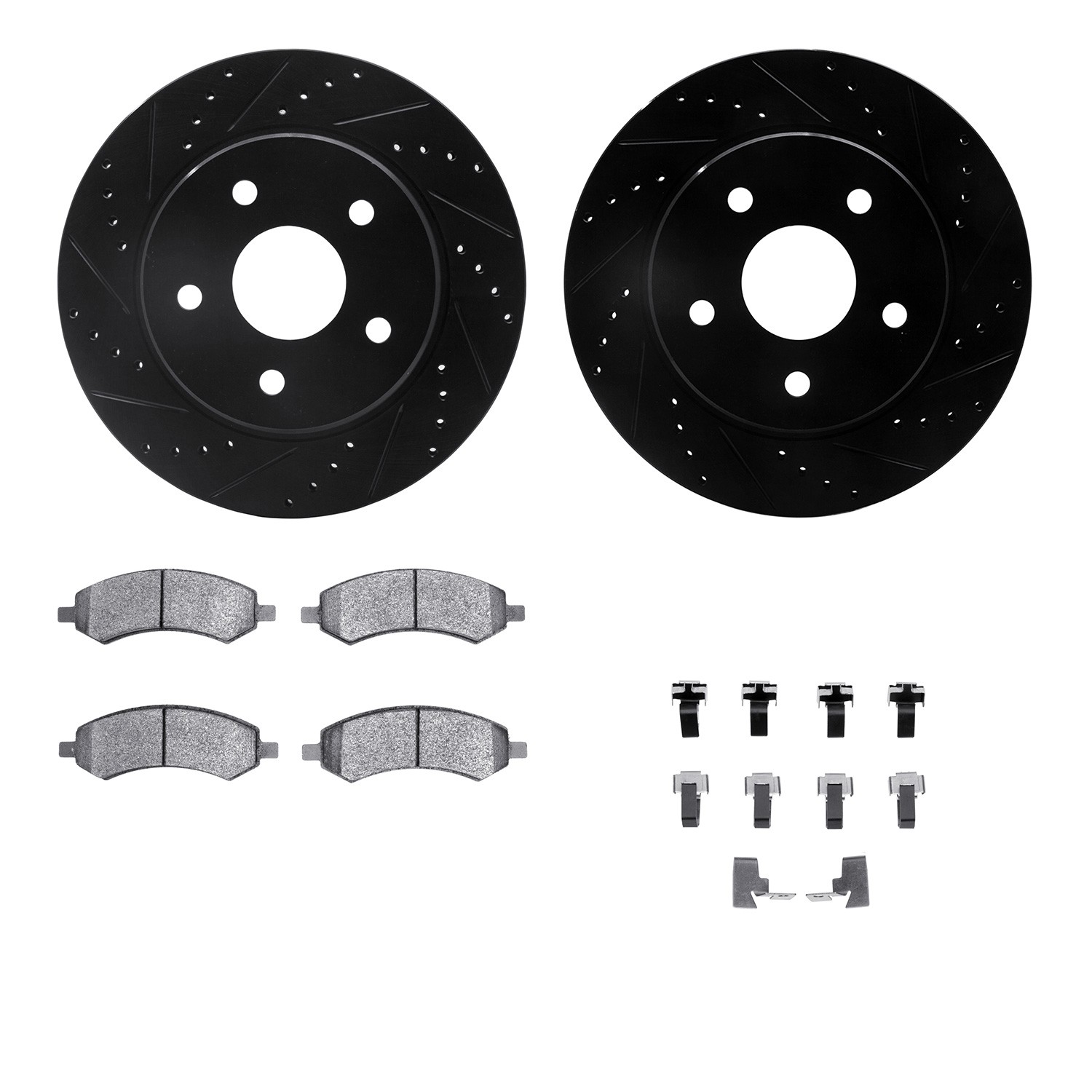 DYN 8212-40163 DFC Brake Rotor - Drilled & Slotted - Black- HD Brake Pad - Hardware