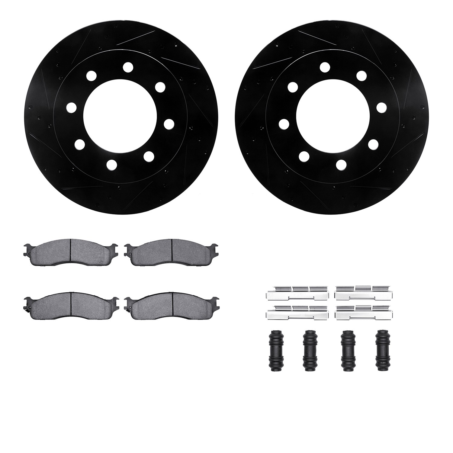 DYN 8212-40171 DFC Brake Rotor - Drilled & Slotted - Black- HD Brake Pad - Hardware