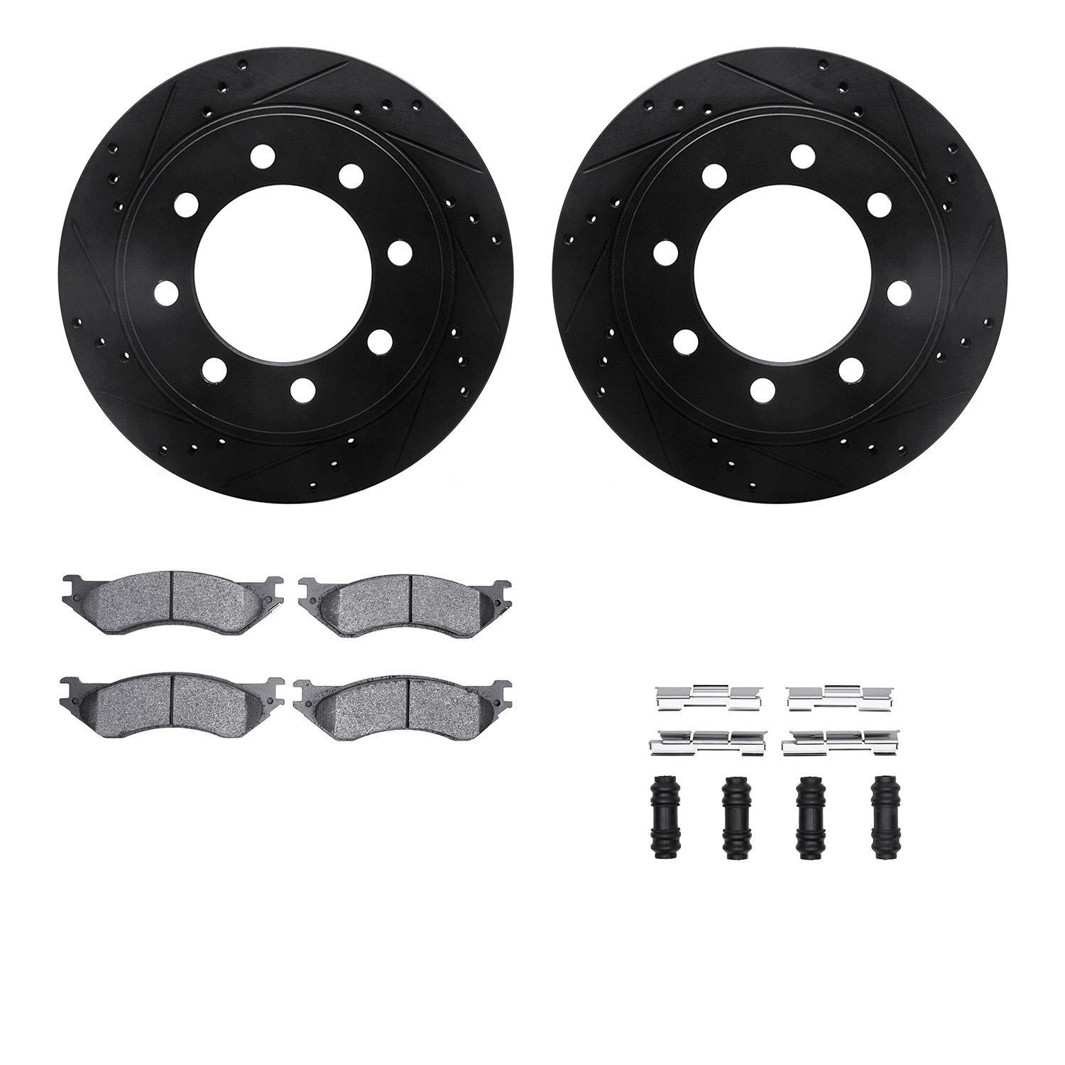 DYN 8212-40172 DFC Brake Rotor - Drilled & Slotted - Black- HD Brake Pad - Hardware
