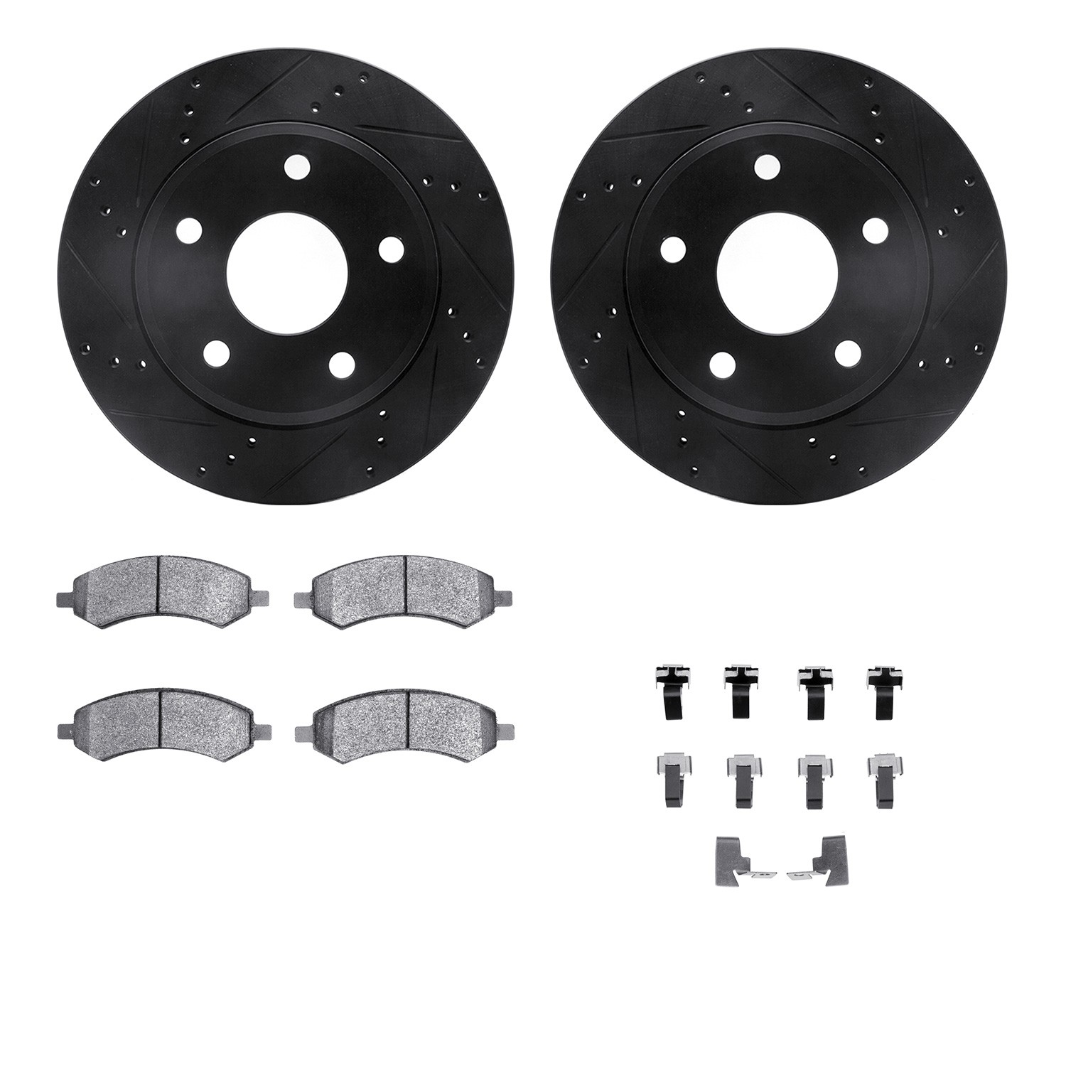 DYN 8212-40175 DFC Brake Rotor - Drilled & Slotted - Black- HD Brake Pad - Hardware