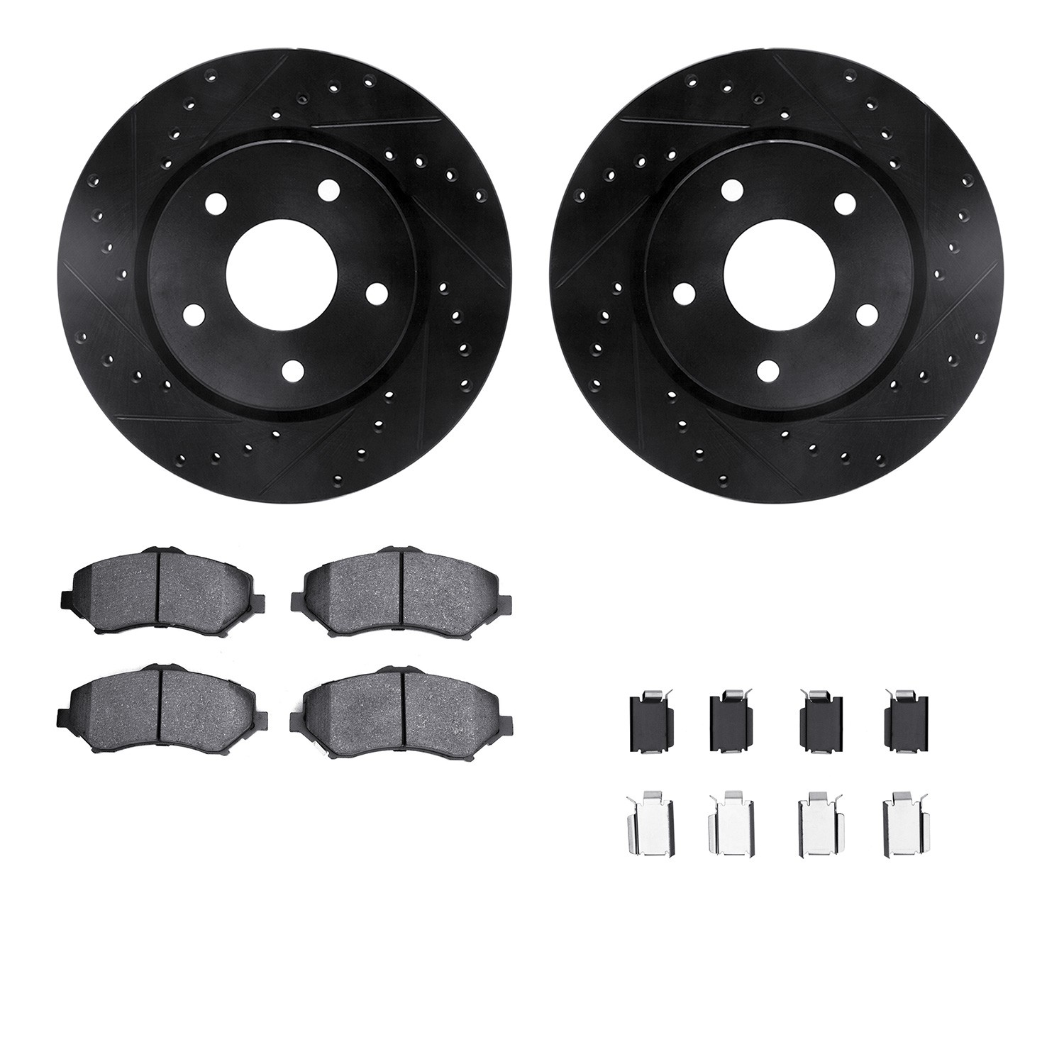 DYN 8212-40177 DFC Brake Rotor - Drilled & Slotted - Black- HD Brake Pad - Hardware