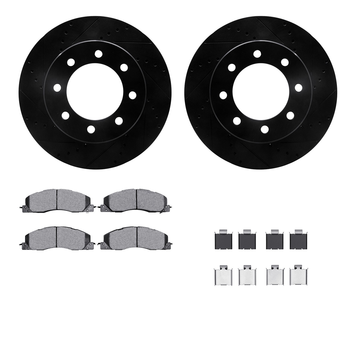 DYN 8212-40183 DFC Brake Rotor - Drilled & Slotted - Black- HD Brake Pad - Hardware