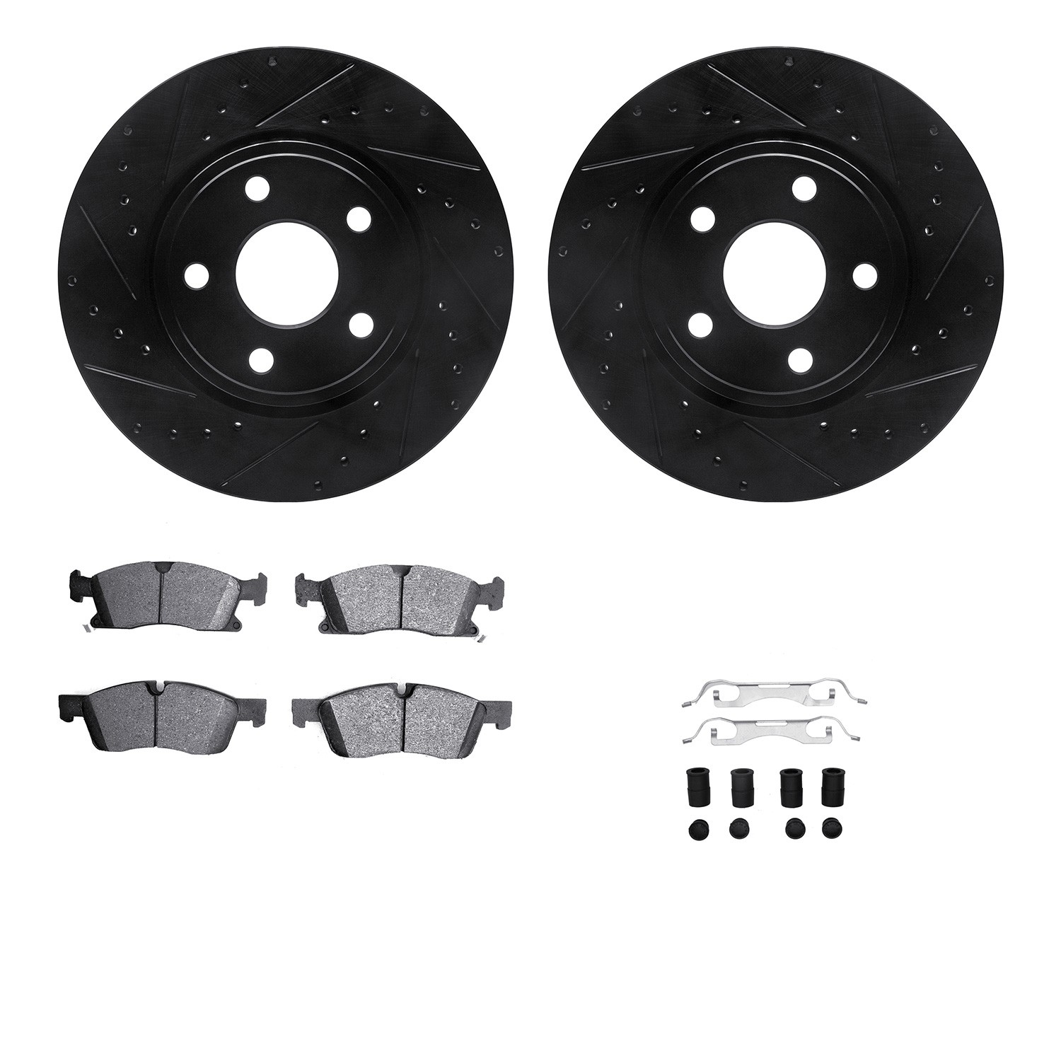 DYN 8212-42002 DFC Brake Rotor - Drilled & Slotted - Black- HD Brake Pad - Hardware
