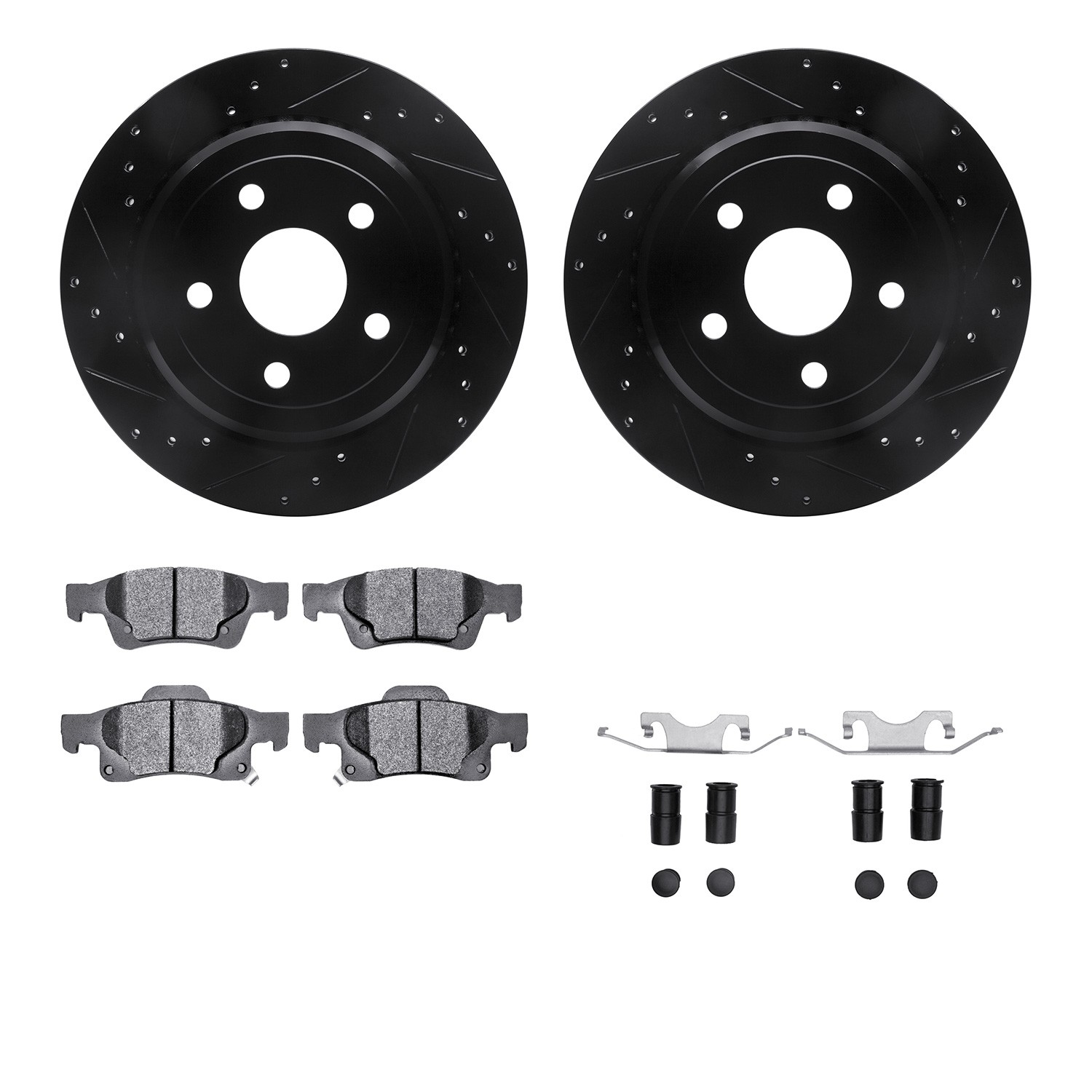 DYN 8212-42003 DFC Brake Rotor - Drilled & Slotted - Black- HD Brake Pad - Hardware