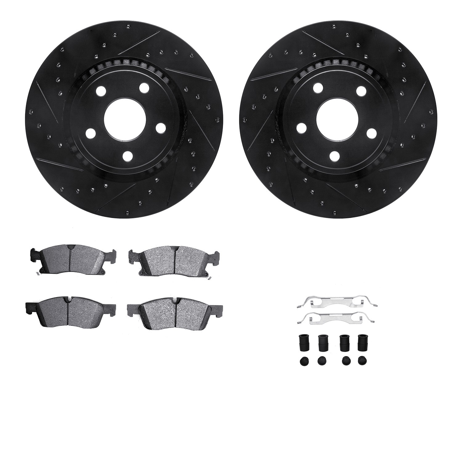 DYN 8212-42004 DFC Brake Rotor - Drilled & Slotted - Black- HD Brake Pad - Hardware