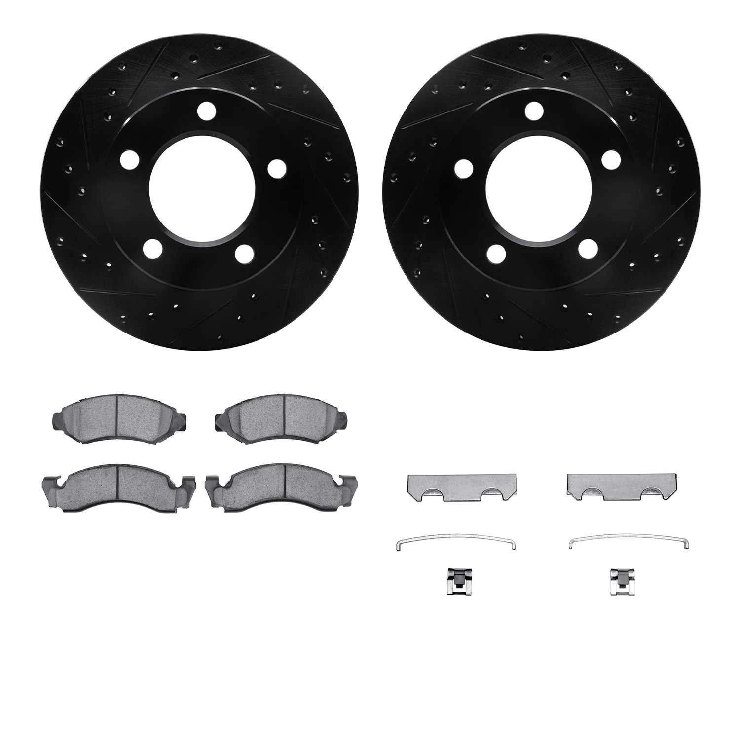 DYN 8212-42082 DFC Brake Rotor - Drilled & Slotted - Black- HD Brake Pad - Hardware