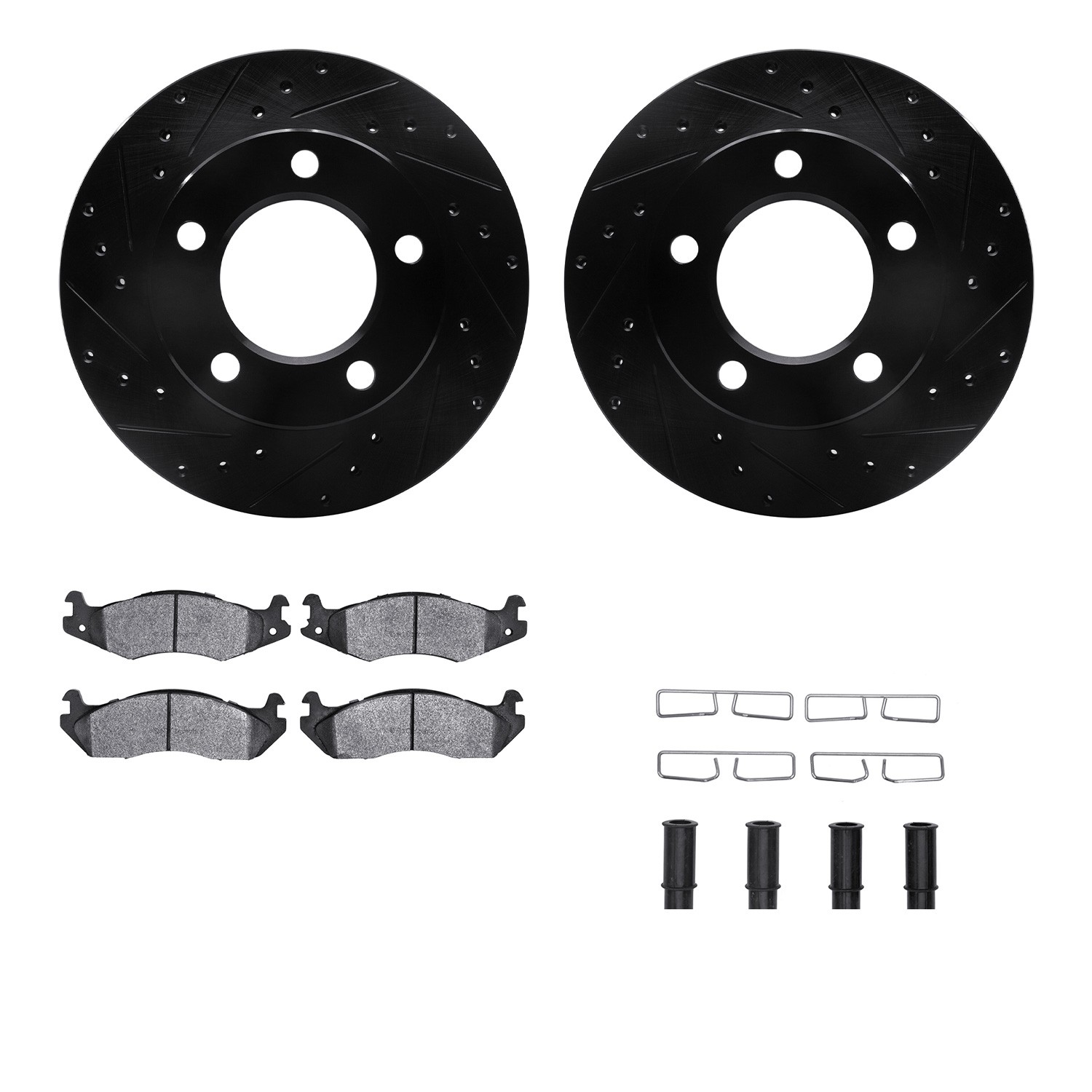 DYN 8212-42083 DFC Brake Rotor - Drilled & Slotted - Black- HD Brake Pad - Hardware