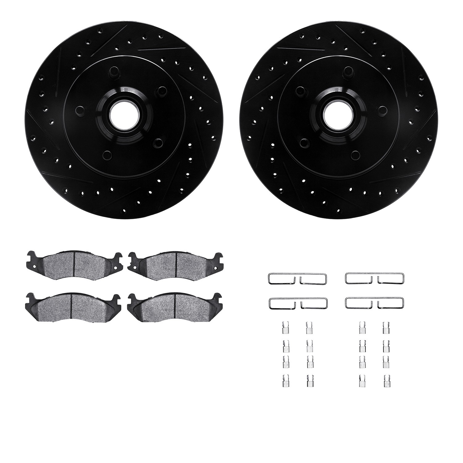 DYN 8212-42084 DFC Brake Rotor - Drilled & Slotted - Black- HD Brake Pad - Hardware