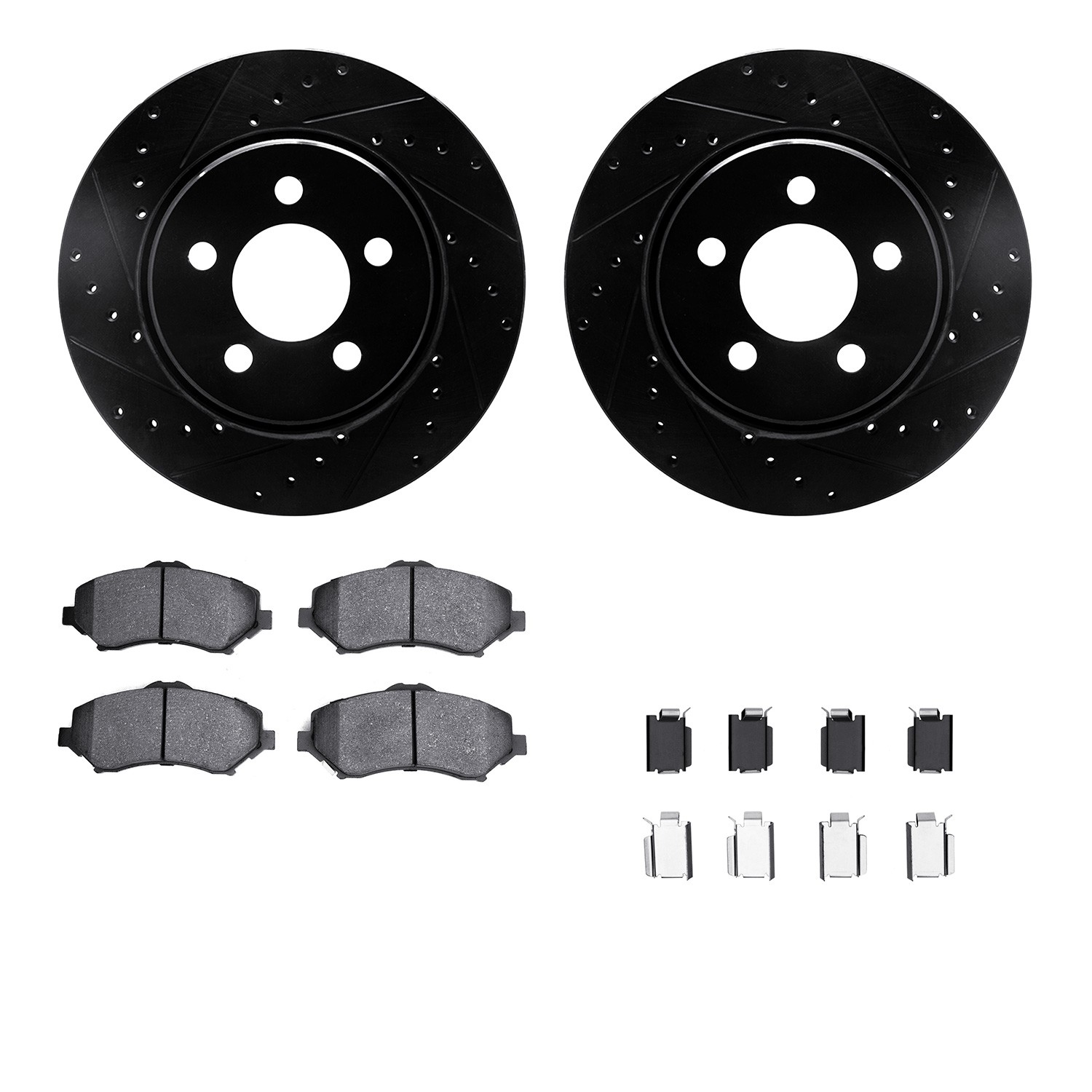DYN 8212-42086 DFC Brake Rotor - Drilled & Slotted - Black- HD Brake Pad - Hardware