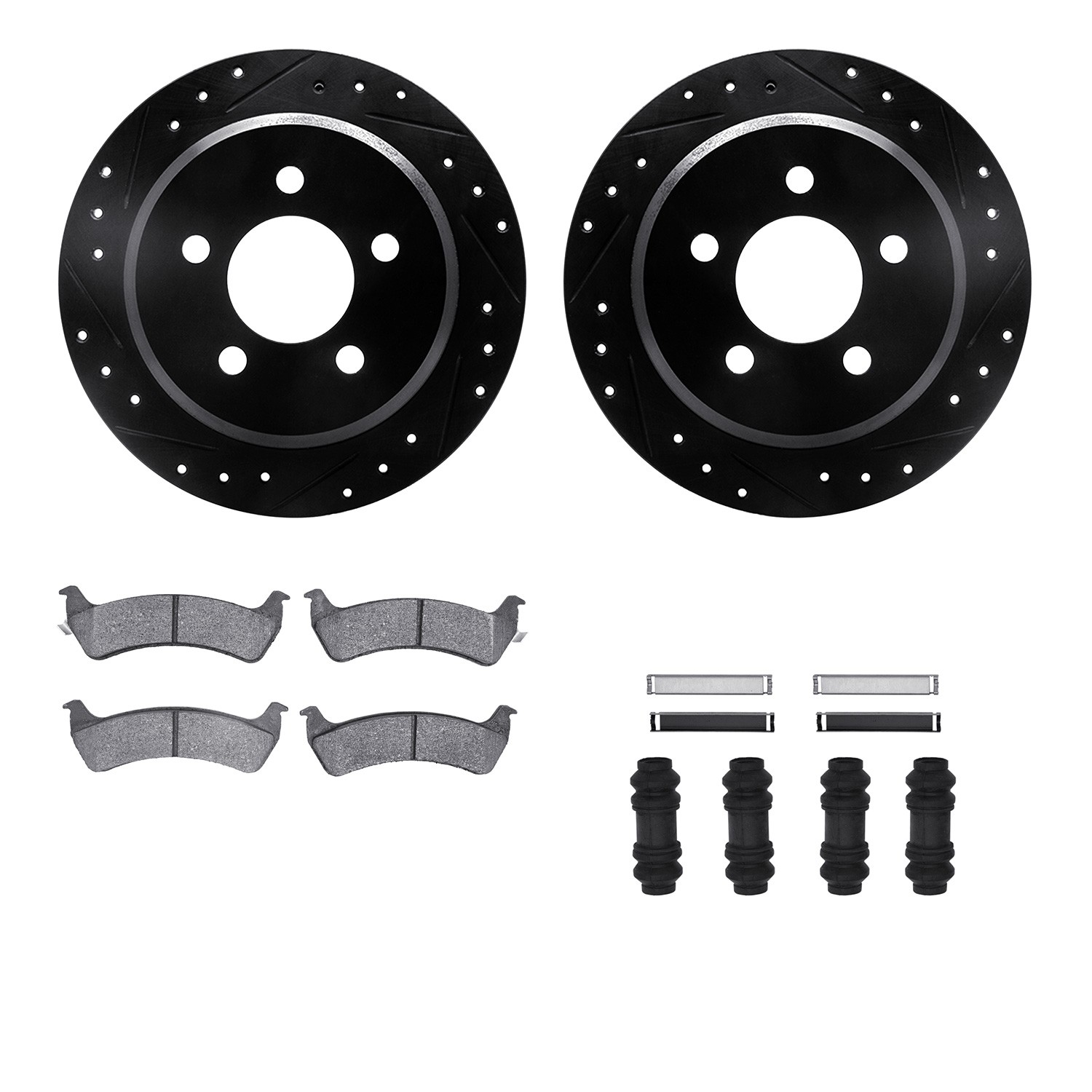 DYN 8212-42092 DFC Brake Rotor - Drilled & Slotted - Black- HD Brake Pad - Hardware