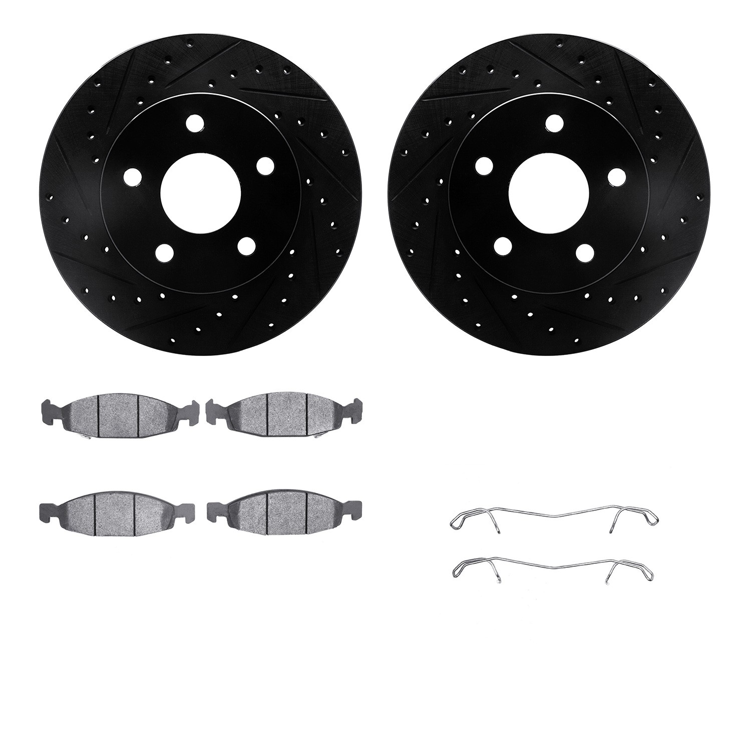 DYN 8212-42095 DFC Brake Rotor - Drilled & Slotted - Black- HD Brake Pad - Hardware