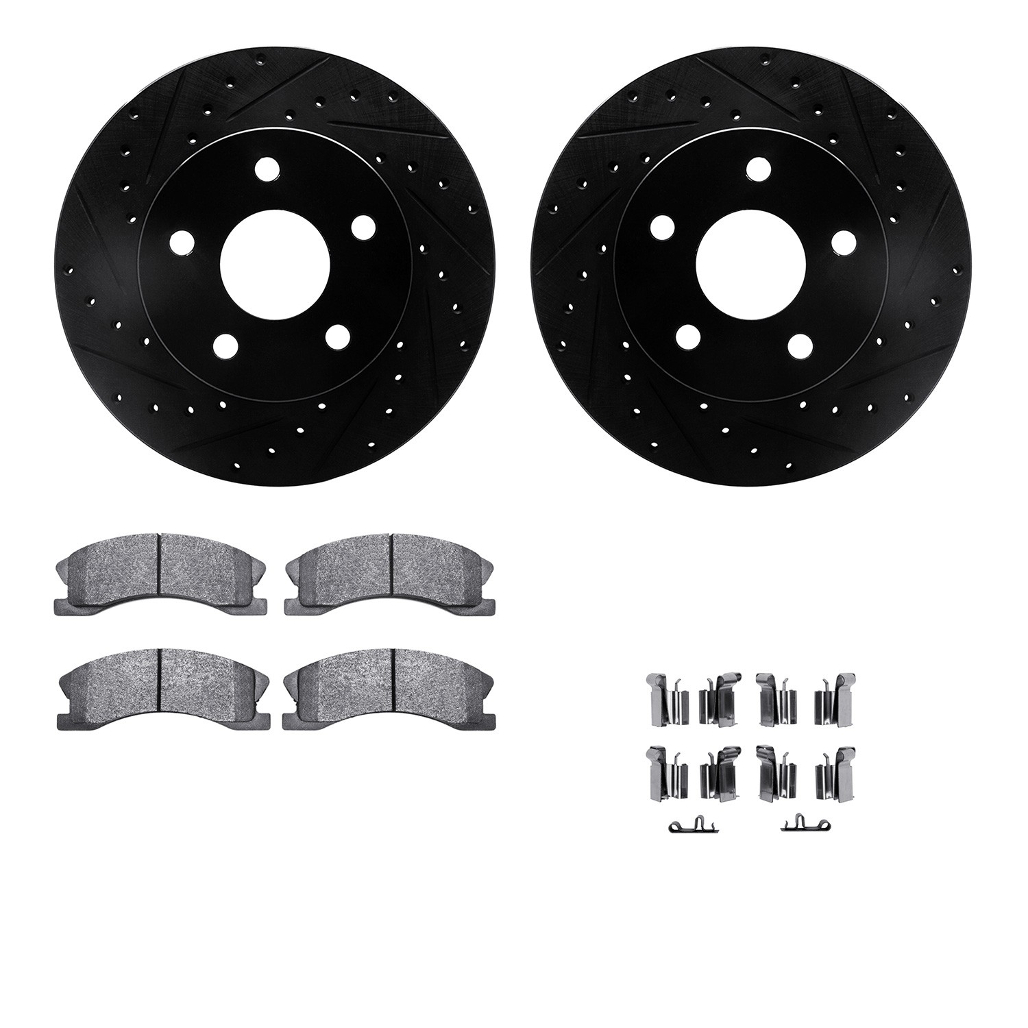 DYN 8212-42096 DFC Brake Rotor - Drilled & Slotted - Black- HD Brake Pad - Hardware