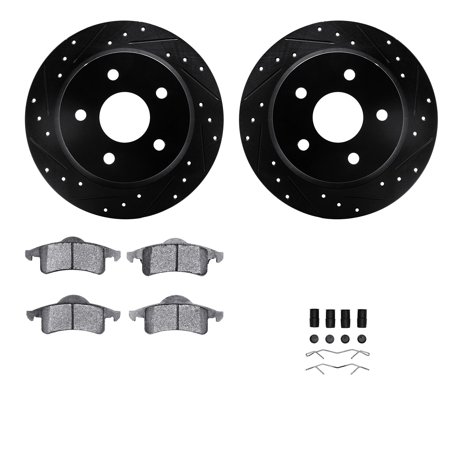 DYN 8212-42097 DFC Brake Rotor - Drilled & Slotted - Black- HD Brake Pad - Hardware