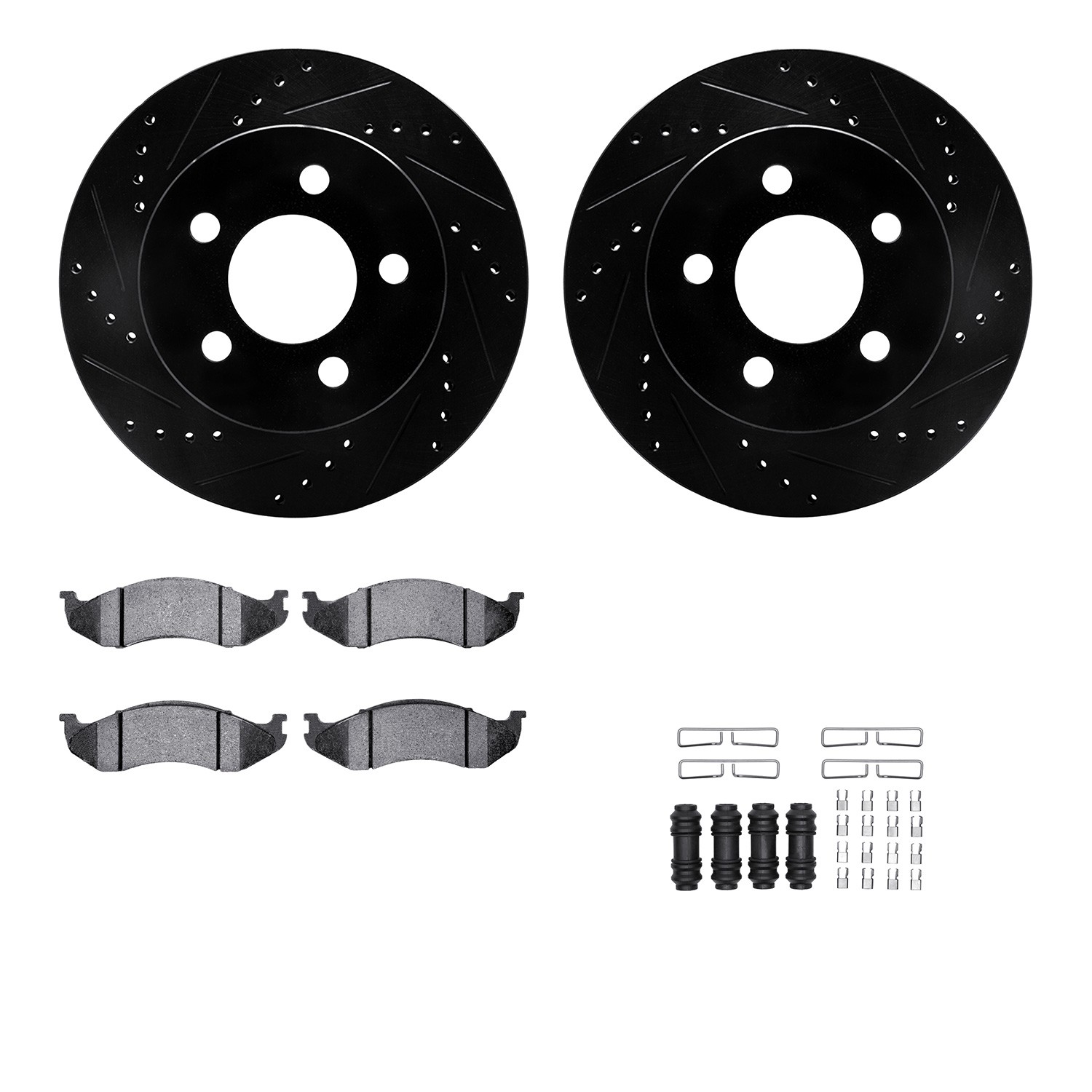 DYN 8212-42098 DFC Brake Rotor - Drilled & Slotted - Black- HD Brake Pad - Hardware