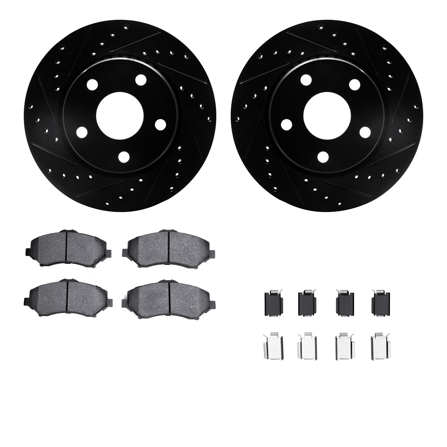 DYN 8212-42103 DFC Brake Rotor - Drilled & Slotted - Black- HD Brake Pad - Hardware