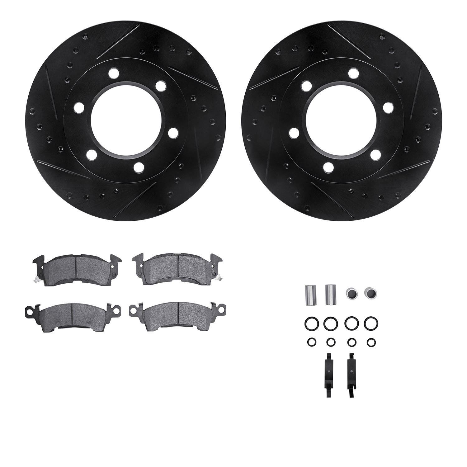 DYN 8212-42105 DFC Brake Rotor - Drilled & Slotted - Black- HD Brake Pad - Hardware