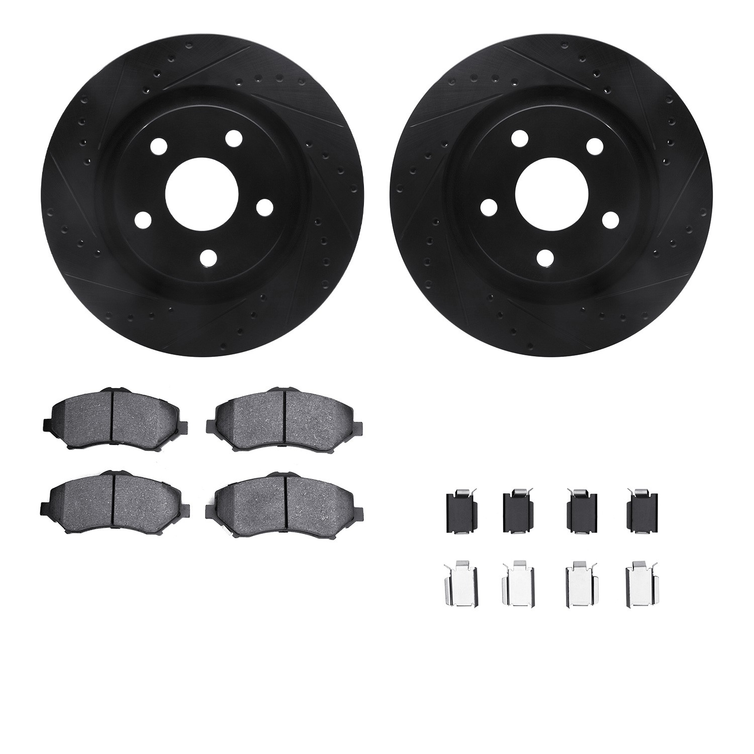 DYN 8212-42109 DFC Brake Rotor - Drilled & Slotted - Black- HD Brake Pad - Hardware
