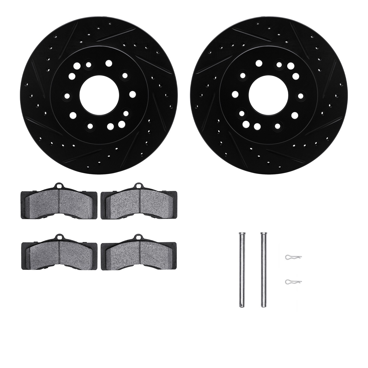 DYN 8212-47032 DFC Brake Rotor - Drilled & Slotted - Black- HD Brake Pad - Hardware