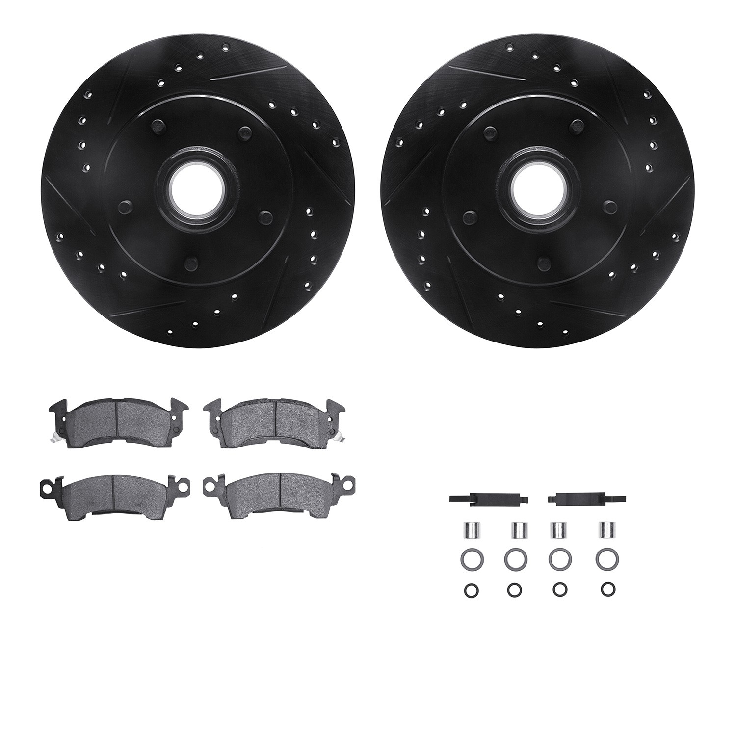 DYN 8212-47033 DFC Brake Rotor - Drilled & Slotted - Black- HD Brake Pad - Hardware