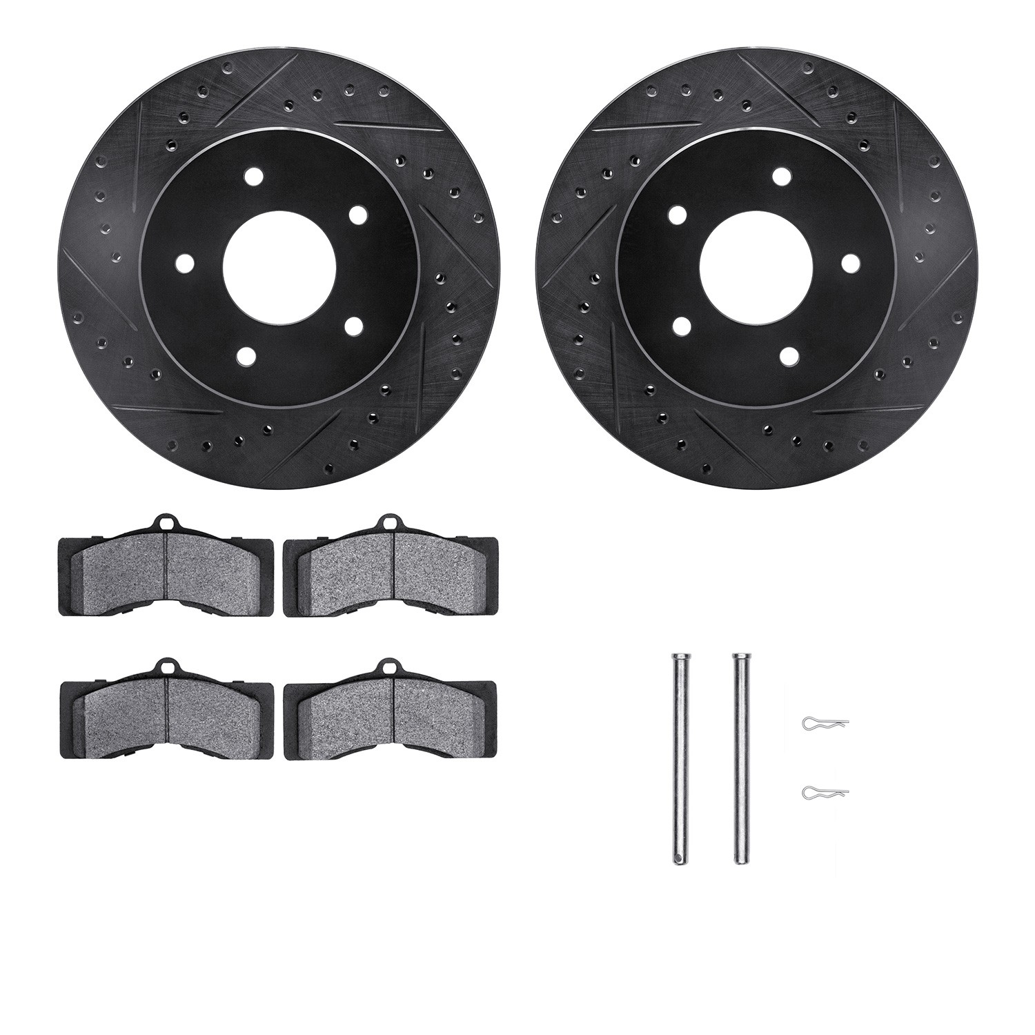DYN 8212-47034 DFC Brake Rotor - Drilled & Slotted - Black- HD Brake Pad - Hardware