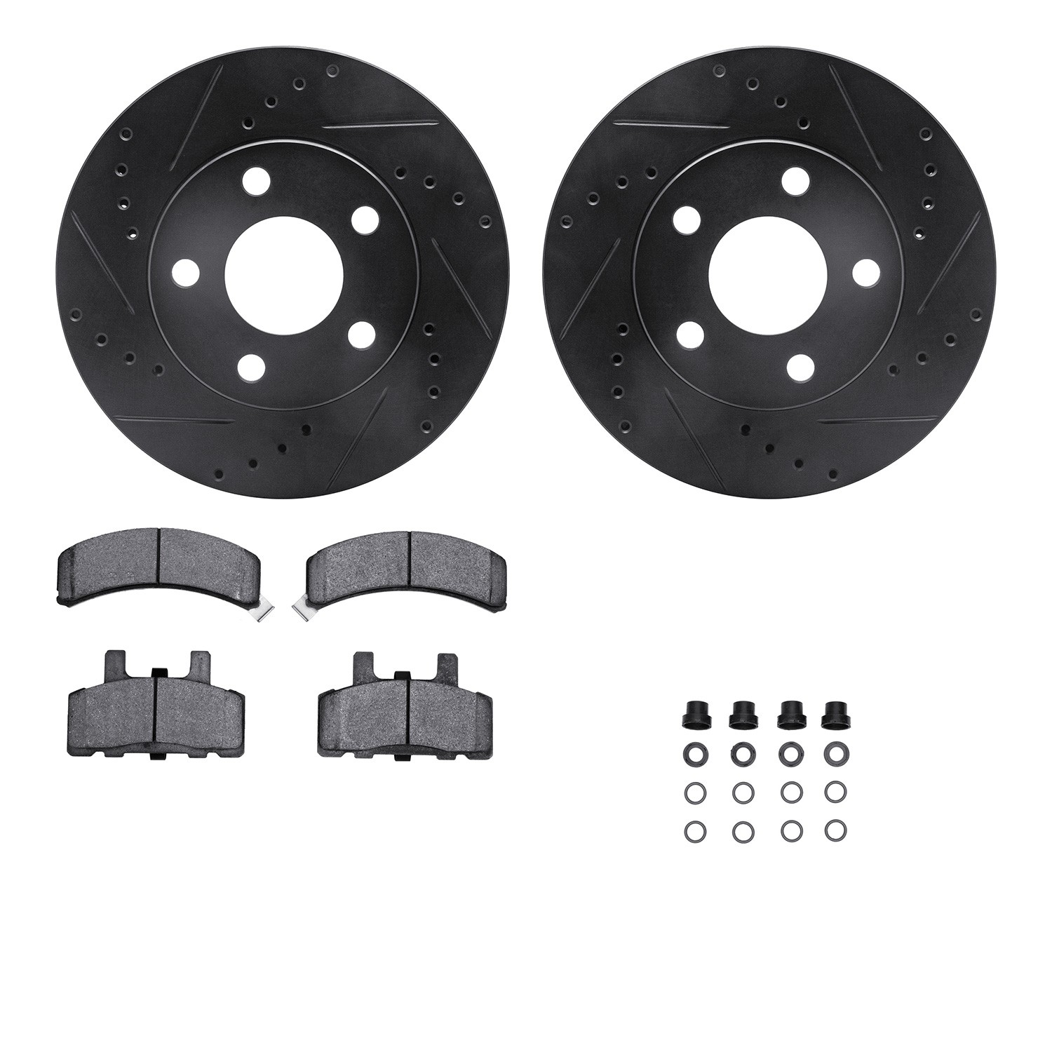 DYN 8212-47049 DFC Brake Rotor - Drilled & Slotted - Black- HD Brake Pad - Hardware