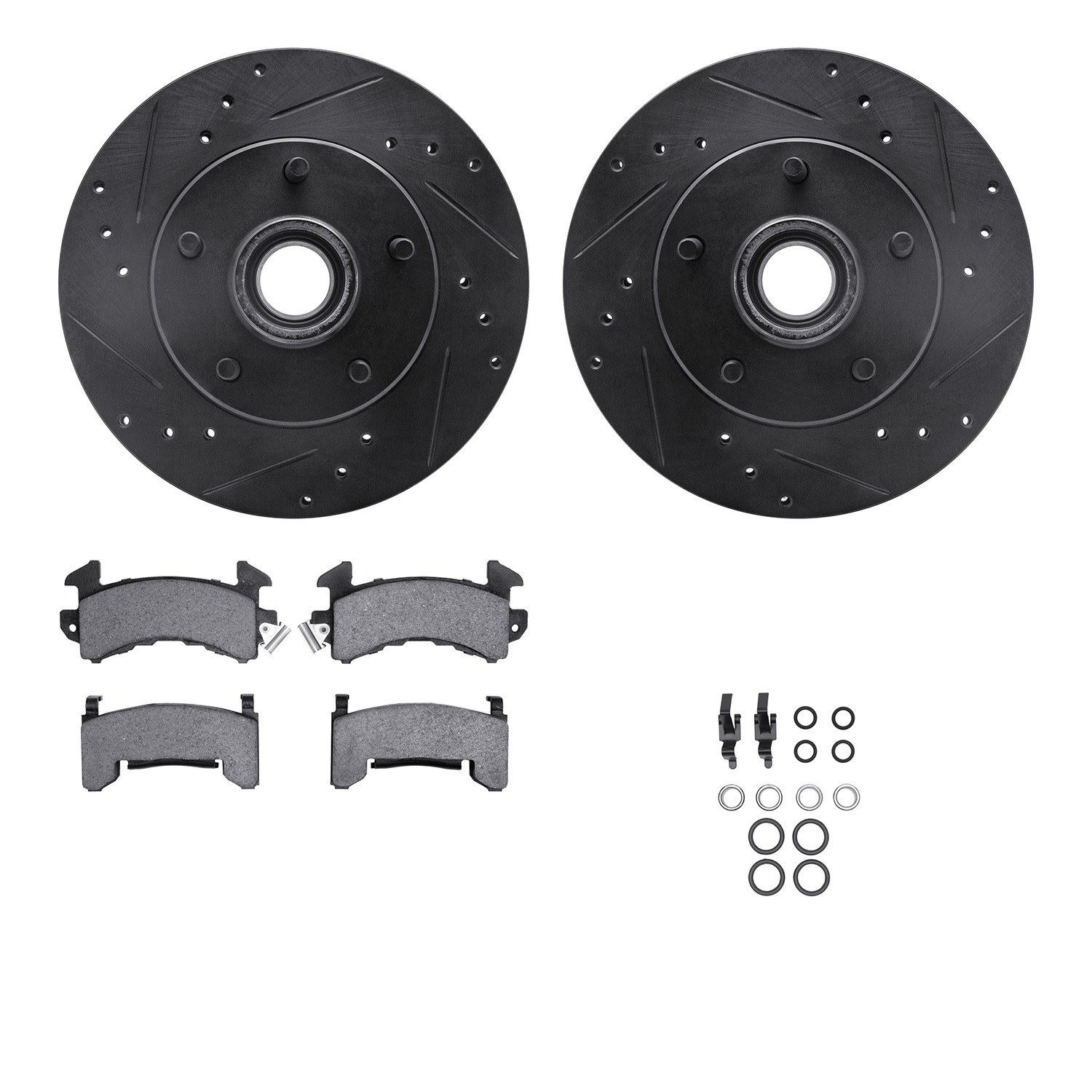 DYN 8212-47099 DFC Brake Rotor - Drilled & Slotted - Black- HD Brake Pad - Hardware
