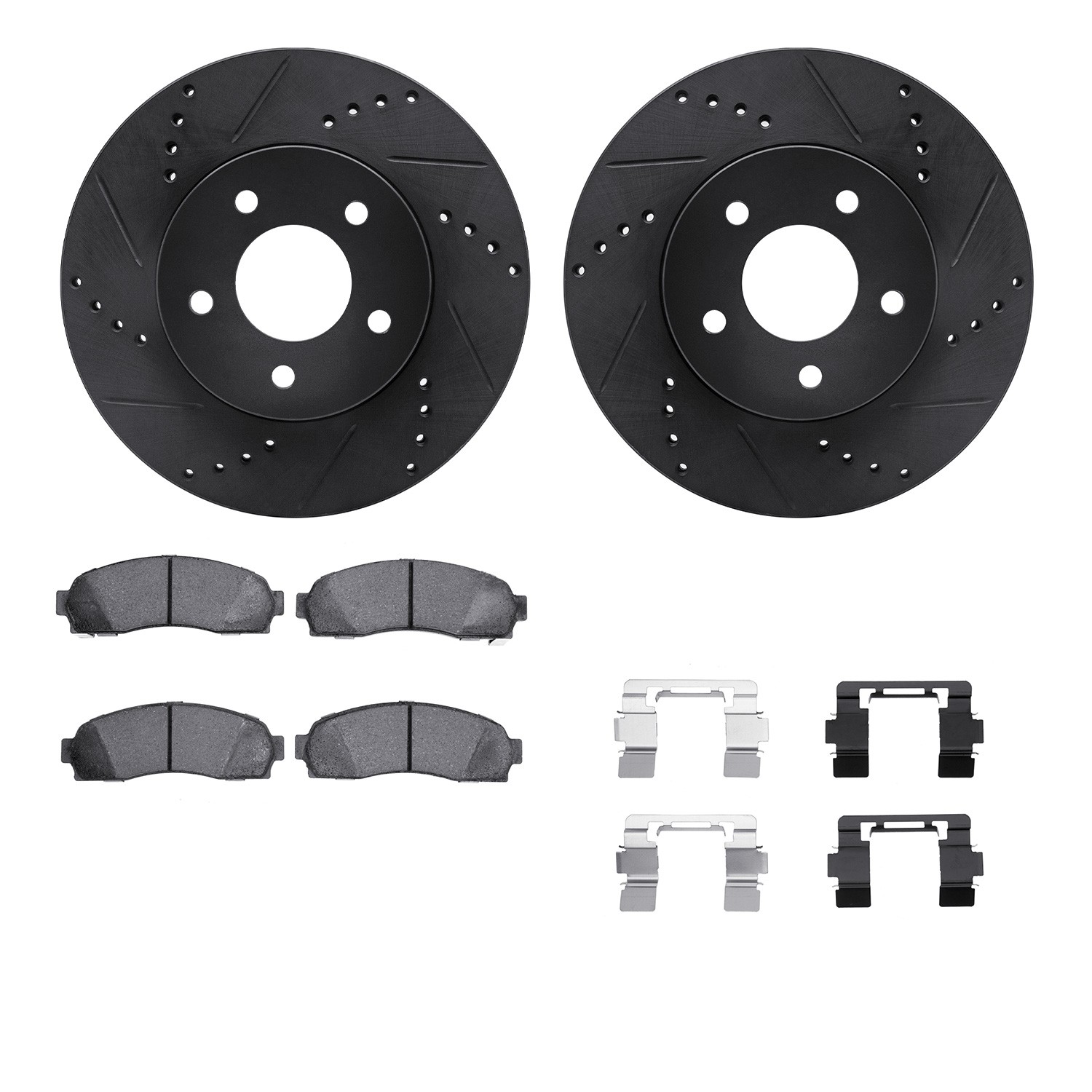 DYN 8212-47101 DFC Brake Rotor - Drilled & Slotted - Black- HD Brake Pad - Hardware