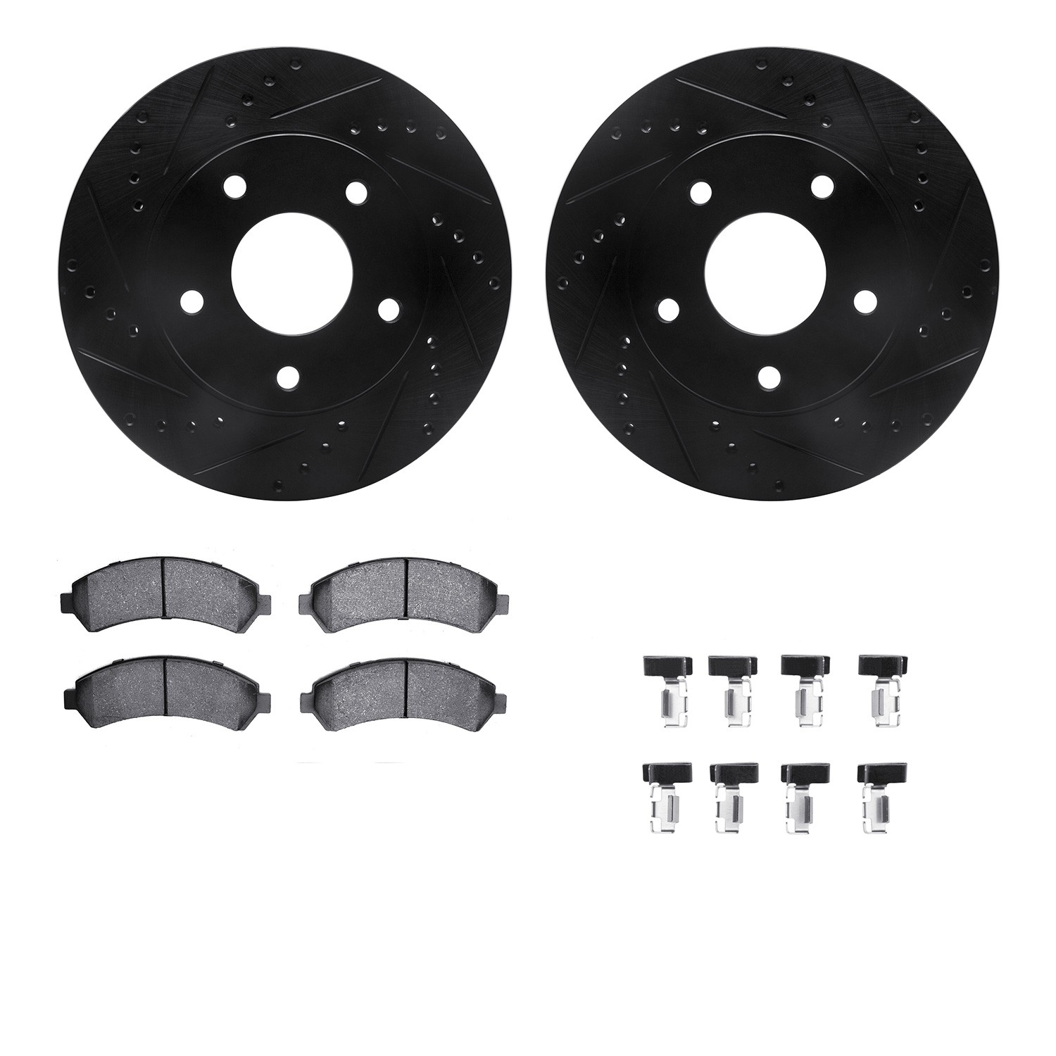 DYN 8212-48002 DFC Brake Rotor - Drilled & Slotted - Black- HD Brake Pad - Hardware